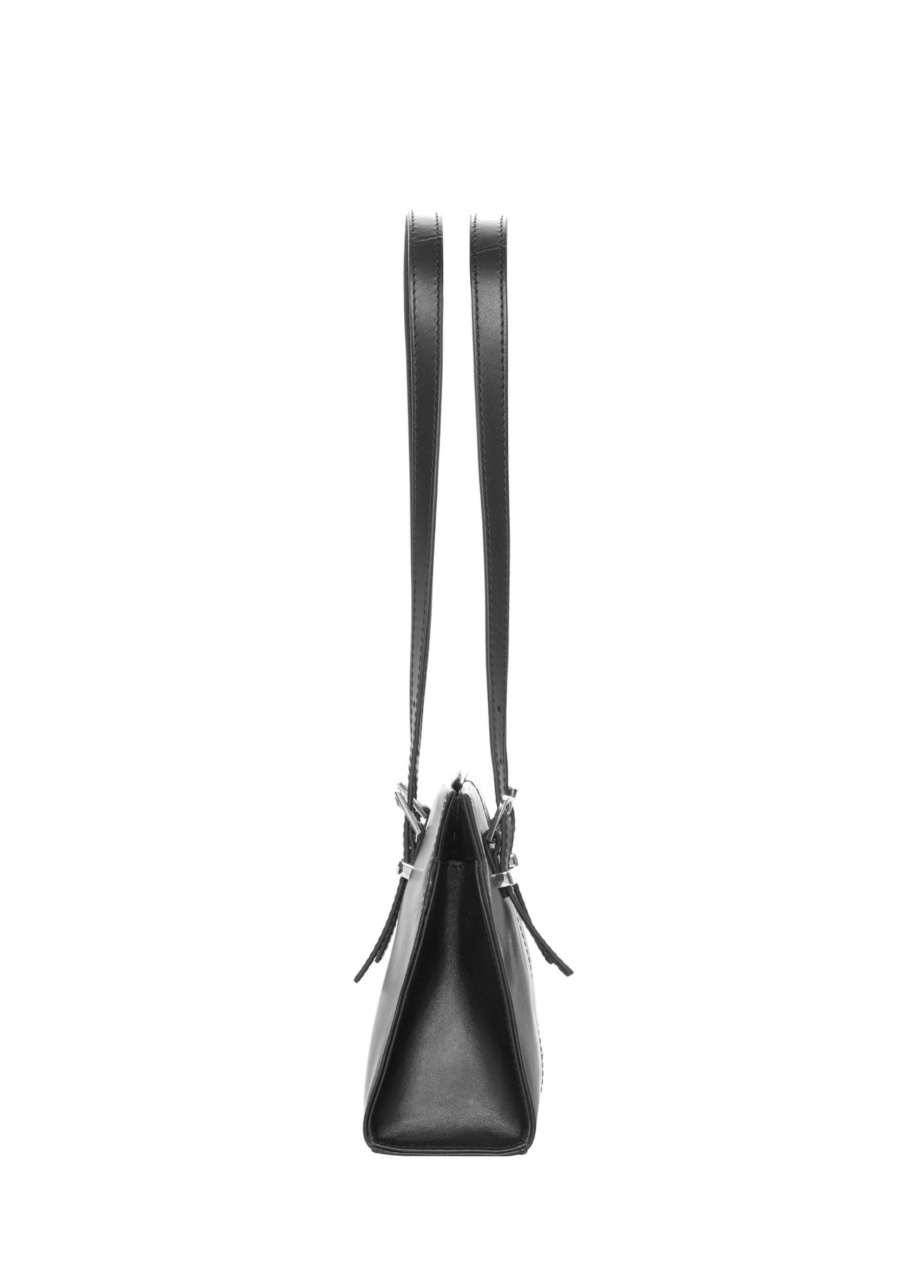 Black leather women's shoulder bag TORES-1429-99(Z26). Side view on a white background.
