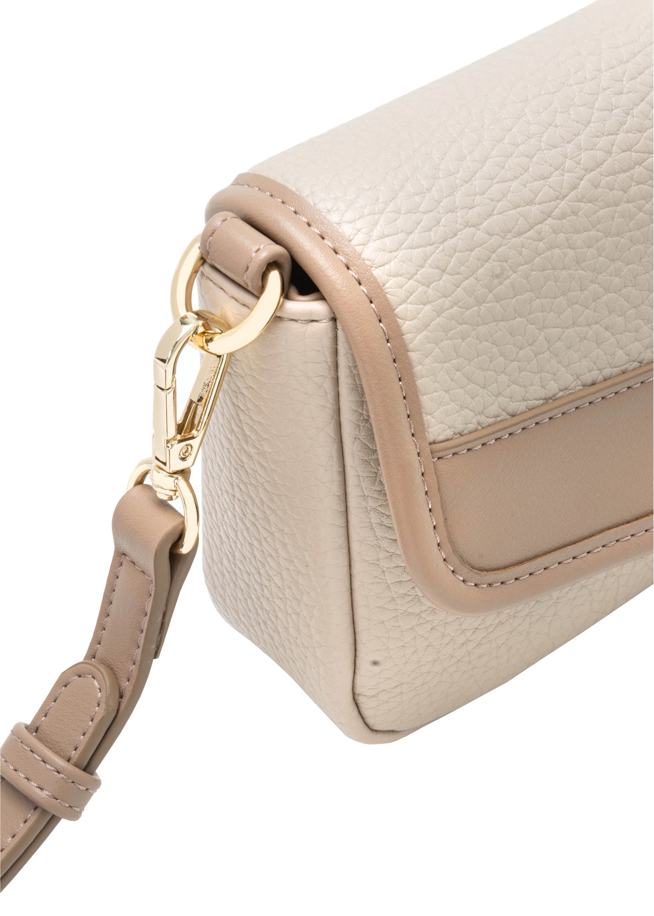 Small beige women's handbag TOREC-1163-1D(W26), close-up of the product detail on a white background.