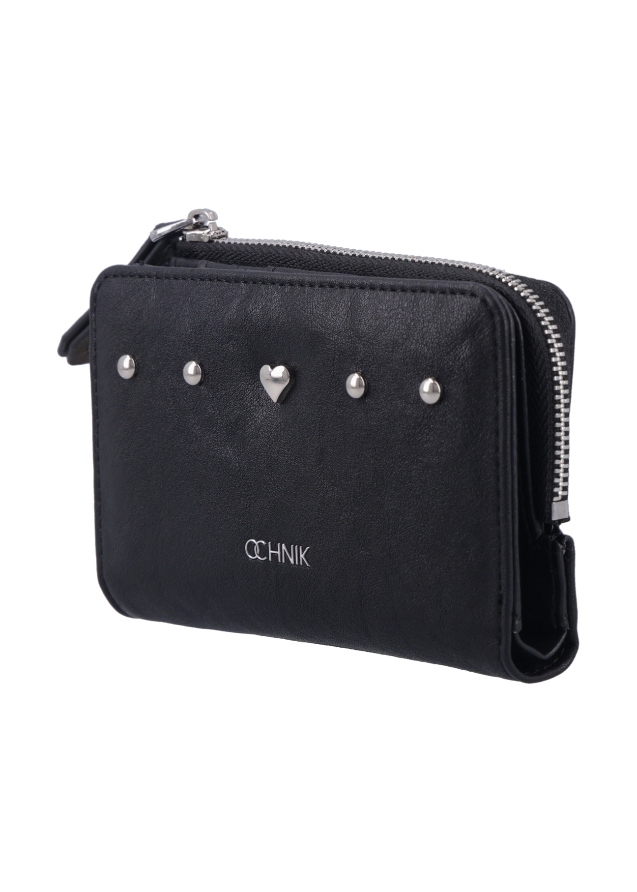 Black small women's wallet POREC-0445-99(Z26) - diagonal product view, on a white background.