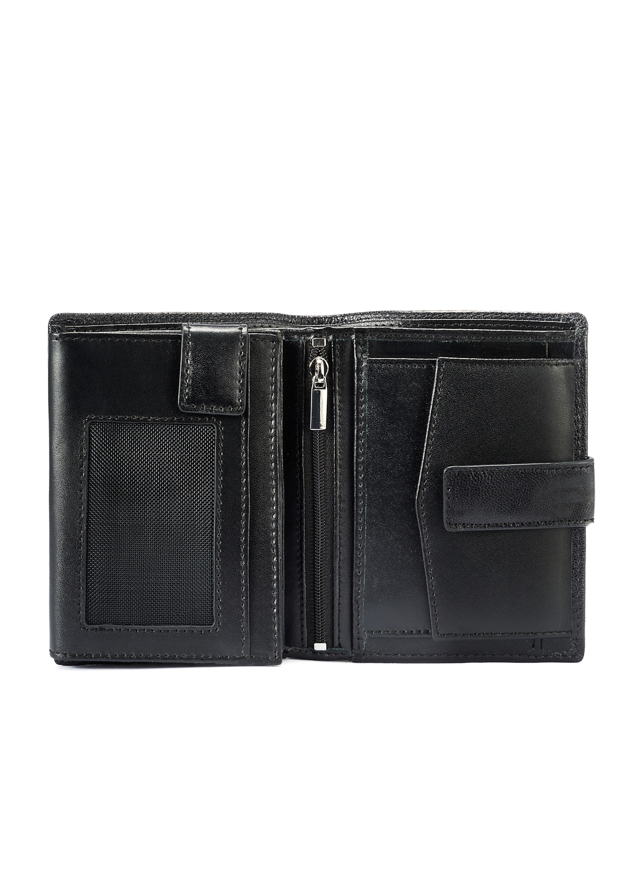Leather black men's wallet with clasp PORMS-0647-99(W25)