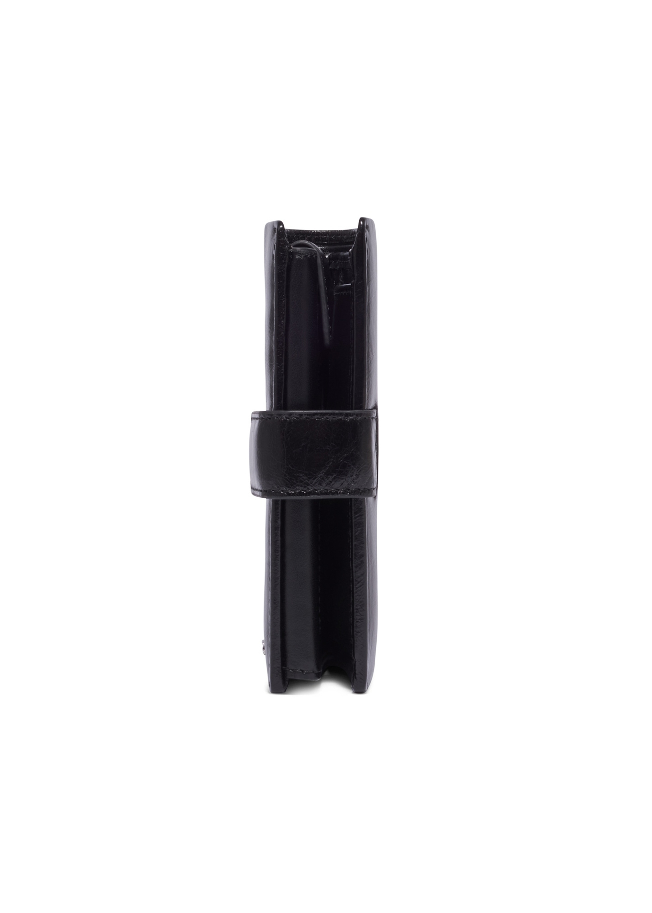 Black men's wallet made of genuine leather PORMS-0739-99(Z26), side view of the product on a white background.