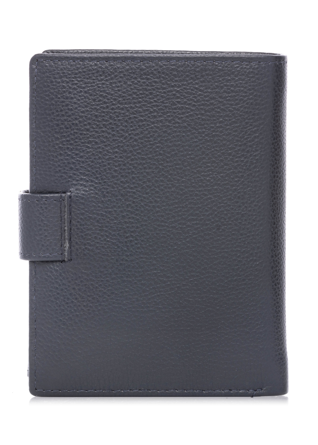 Men's leather wallet in navy blue PORMS-0695-7E(W26), product view from the back on a white background.