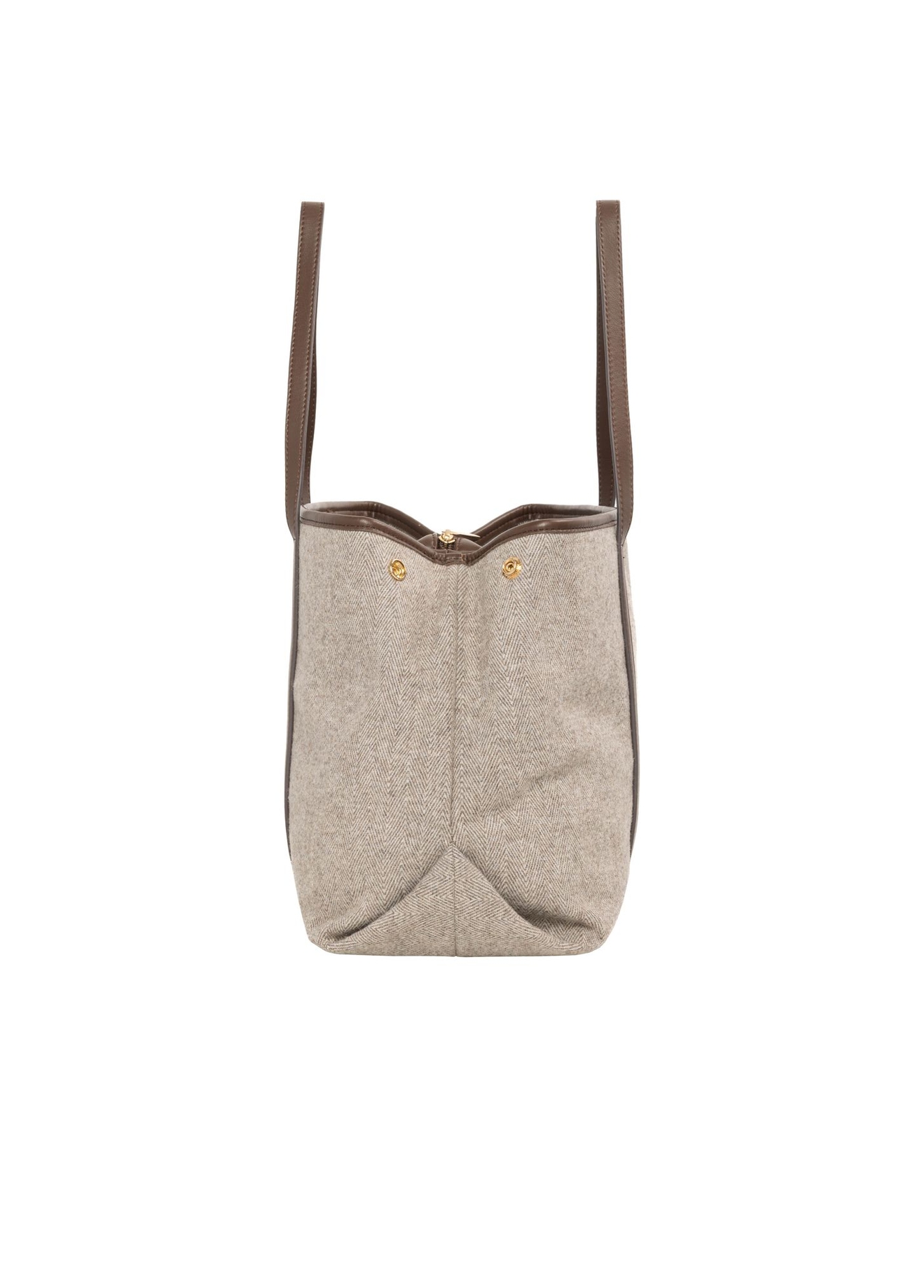 Beige herringbone shopper bag TOREC-1330-1P(Z26) - side product view, on white background.