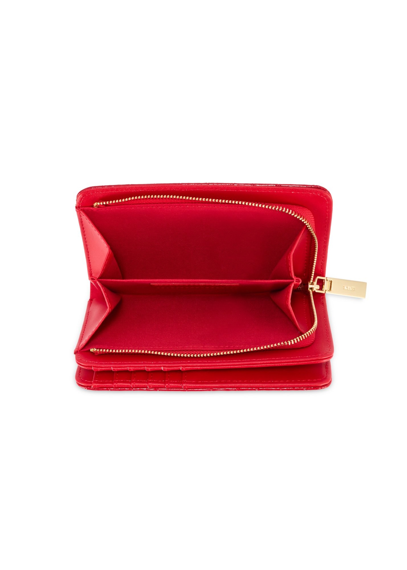Red croco women's wallet POREC-0353A-42(Z25) - product view of the open product from above on a white background.
