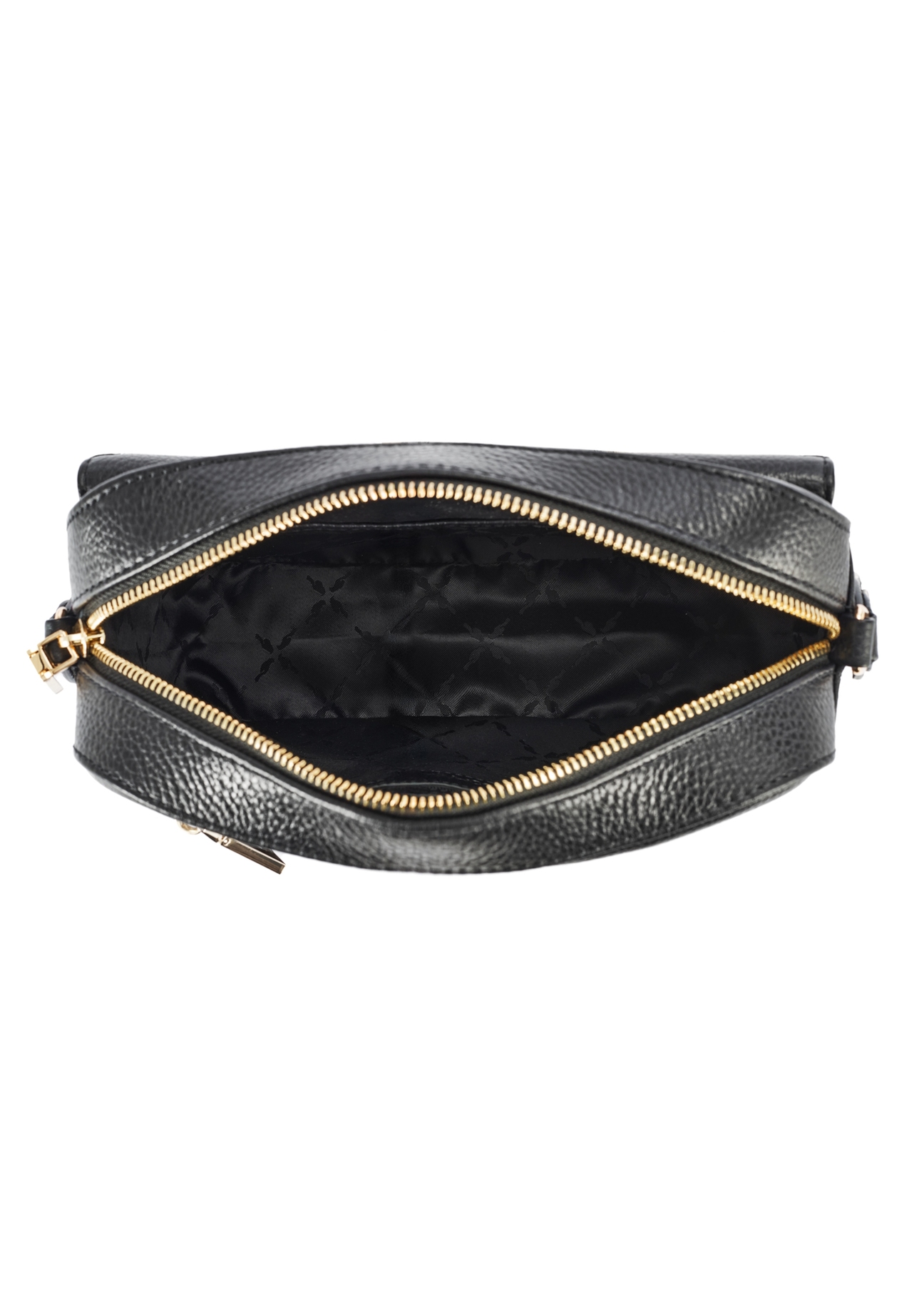 Women's leather black messenger bag TORES-1155-99(Z25) - product view from above on white background.