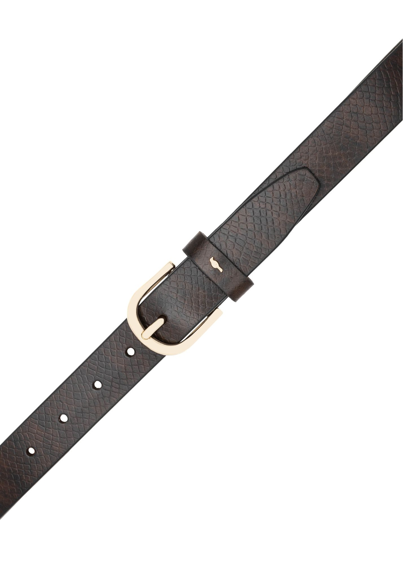 Brown leather women's belt PASDS-0333-1P(Z26) - product view from above, on white background.