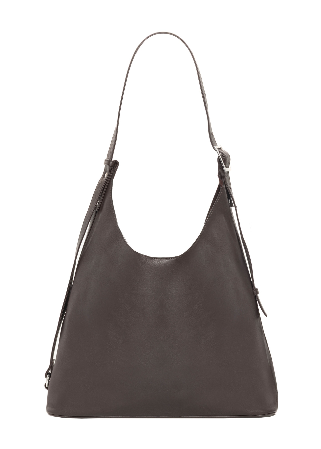 Women's brown leather shopper handbag TORES-1334-1H(Z26), product view from the back on a white background.