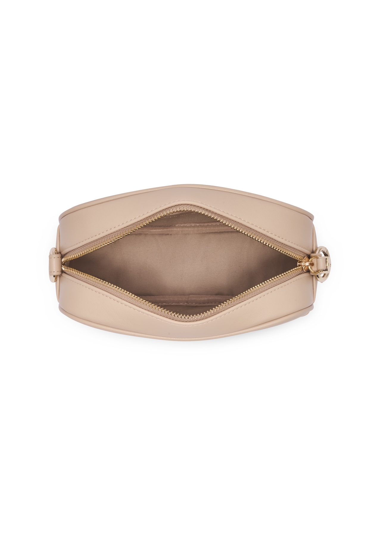 Beige small women's handbag TOREC-1285-1B(Z26) - product view from above, on a white background.