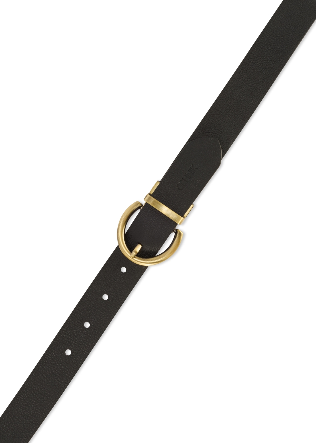 Reversible black and brown women's belt PASDS-0175B-89(Z25), view of the product buckle on a white background.