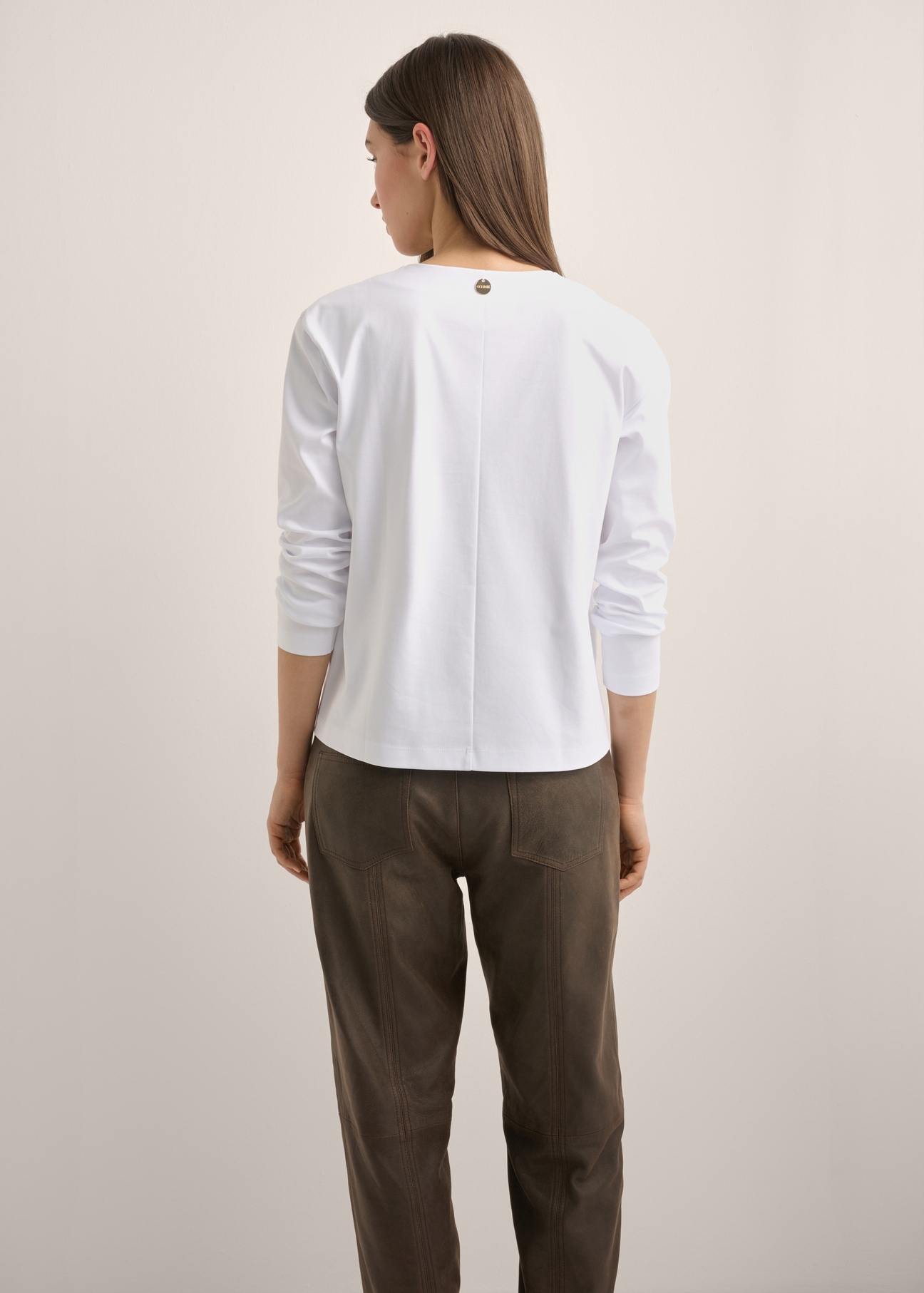 Women's white cotton blouse LSLDT-0060-0A(Z26)