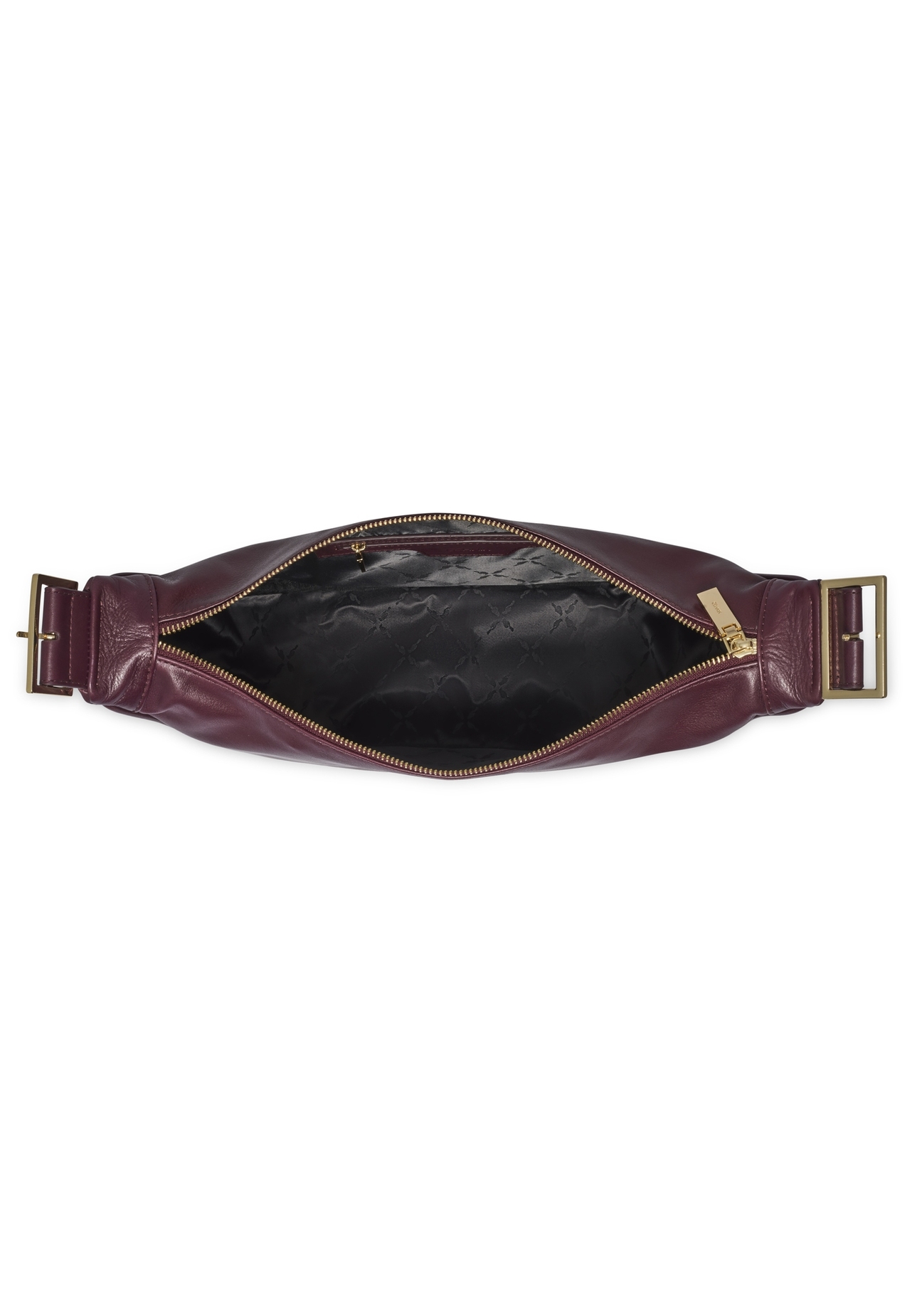 Burgundy semi-circular women's handbag TORES-1350-4D(Z26). Top view on a white background.