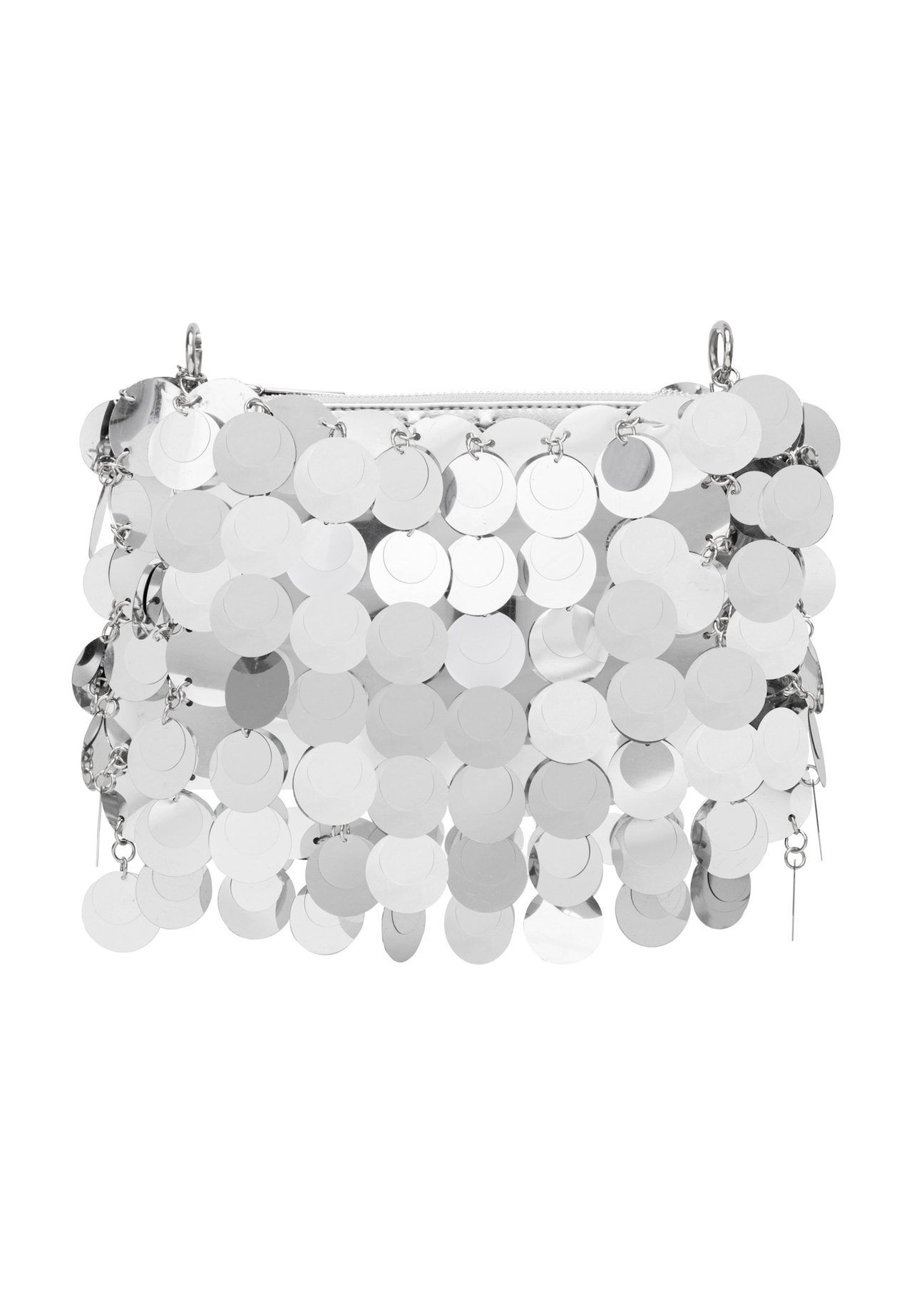 Silver women's handbag with sequins TOREC-1085-91(Z25), product view from the back on a white background.