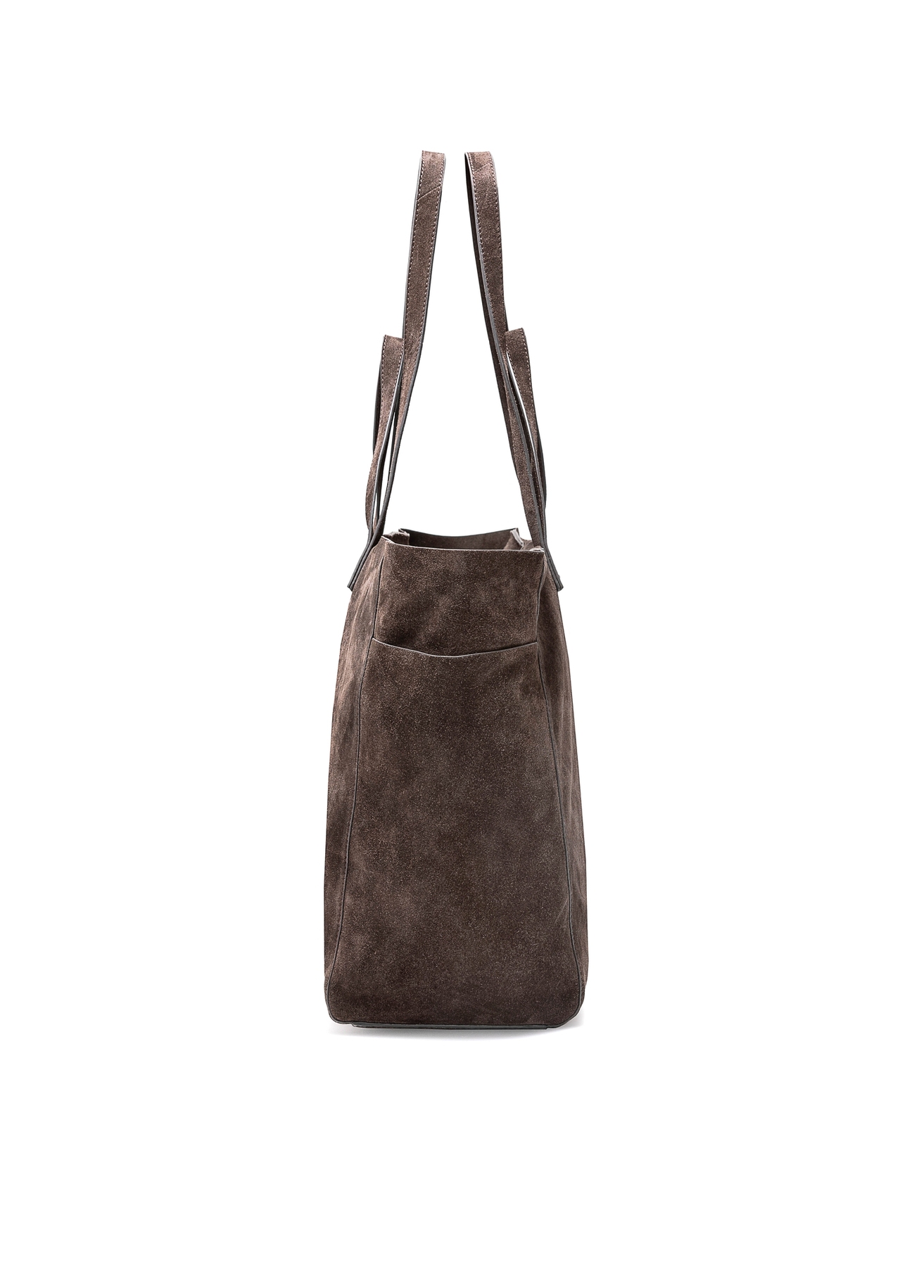 Brown suede women's bag TORES-1187-89(Z25), product view from the side on a white background.