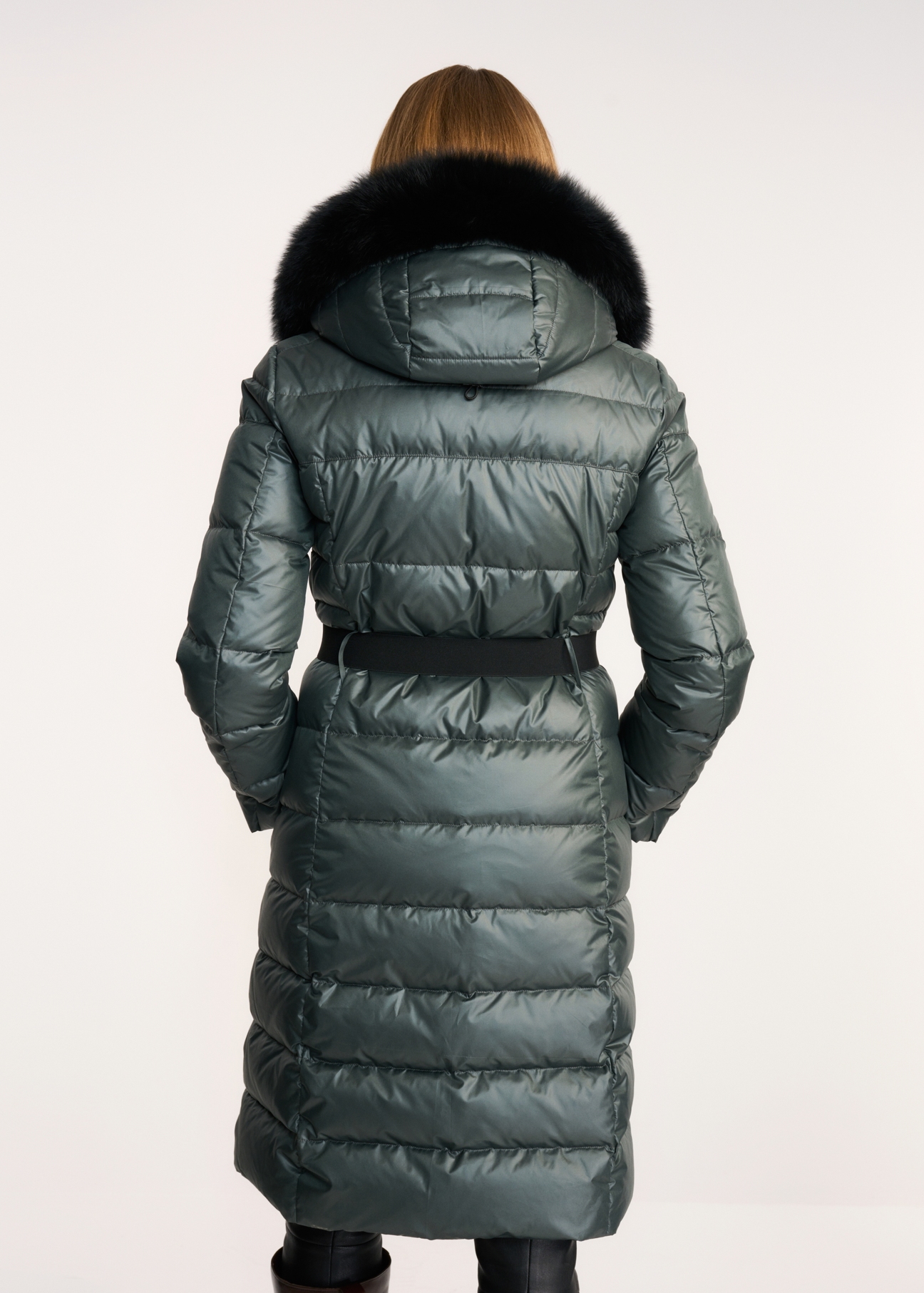 Women's down jacket with belt KURDT-0378-54(Z22)-04