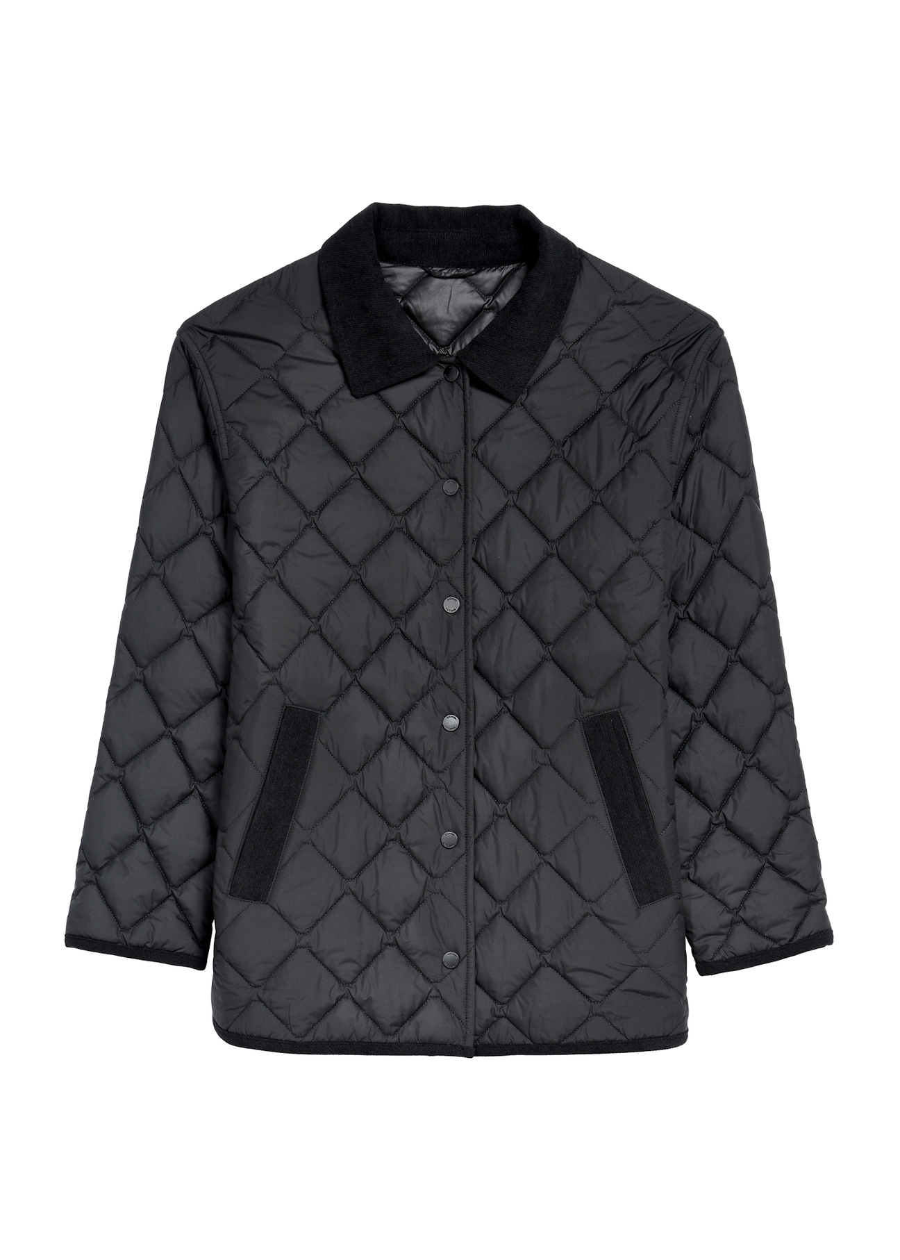 Quilted black women's jacket with collar KURDT-0596-99(Z25)
