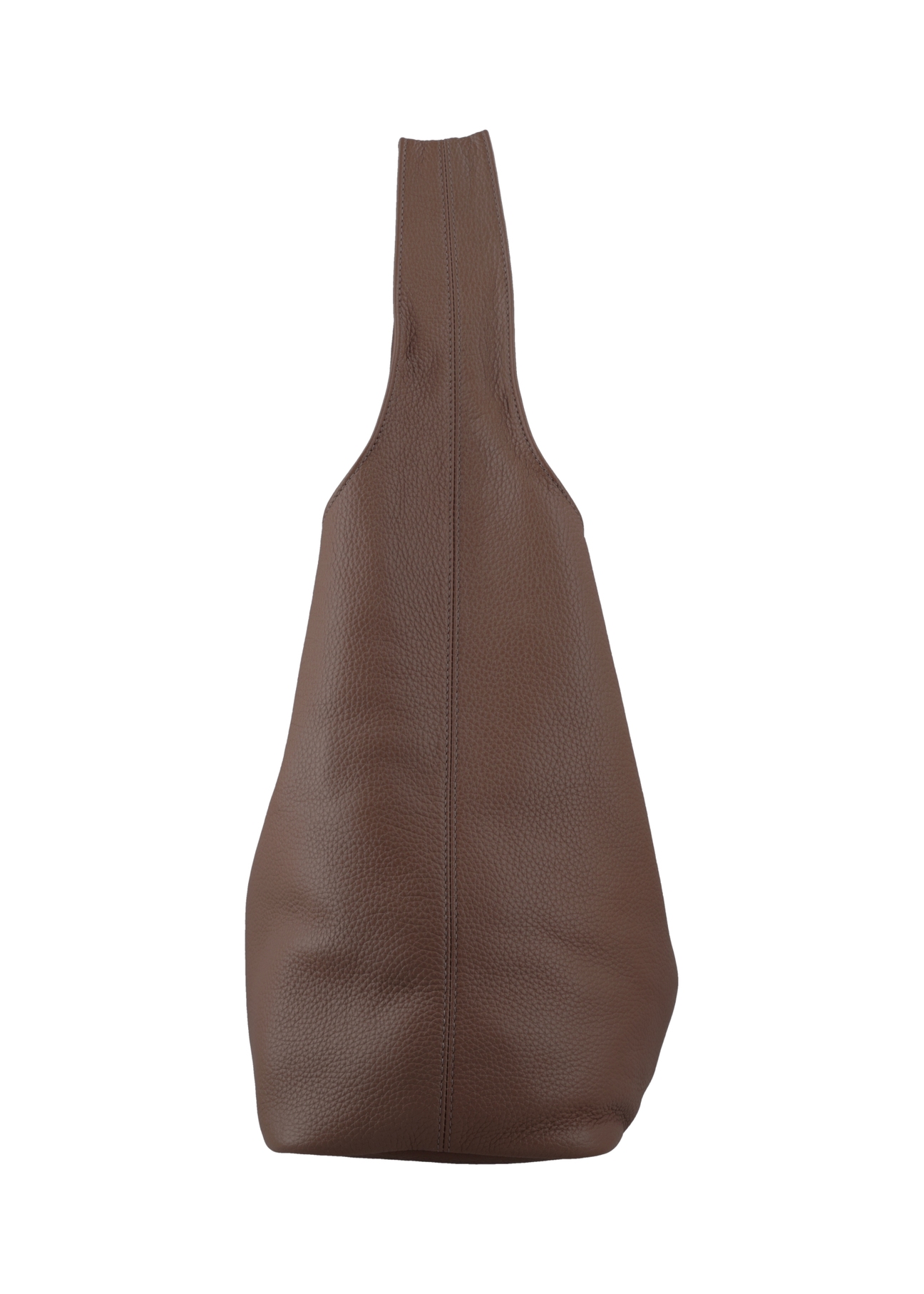Beige leather shopper bag TORES-1372-1K(Z26) - side product view, on white background.