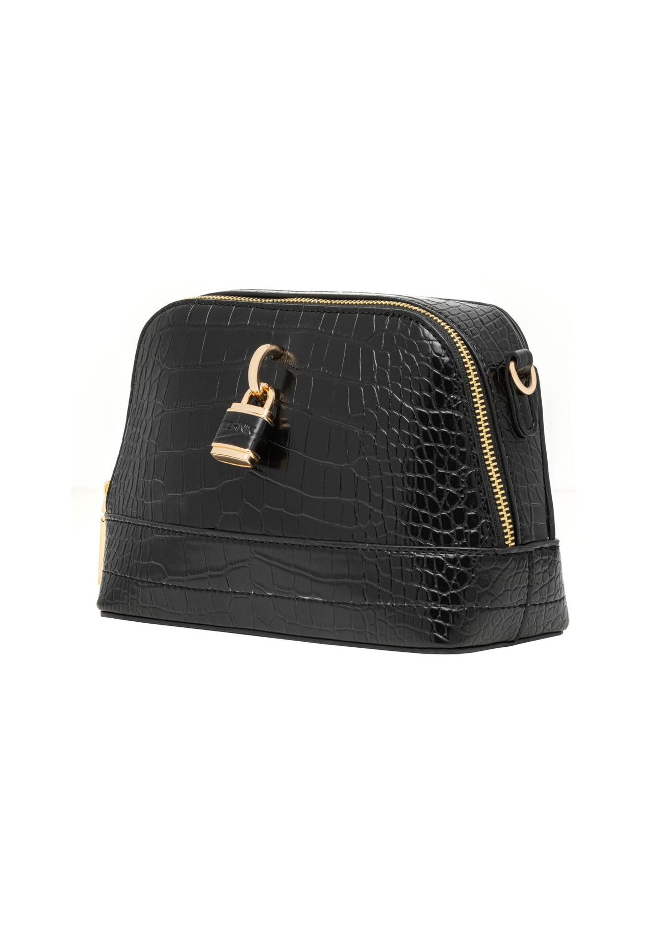 Black small croco bag TOREC-1331-9G(Z26) - diagonal product view, on a white background.