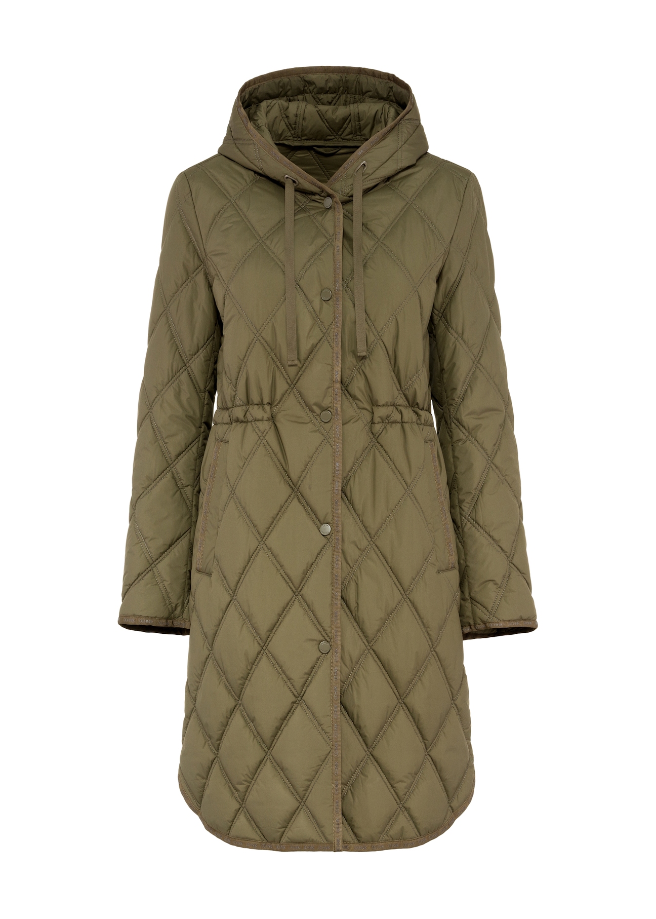 Women's olive quilted jacket KURDT-0579-57(Z25), front product view on white background.