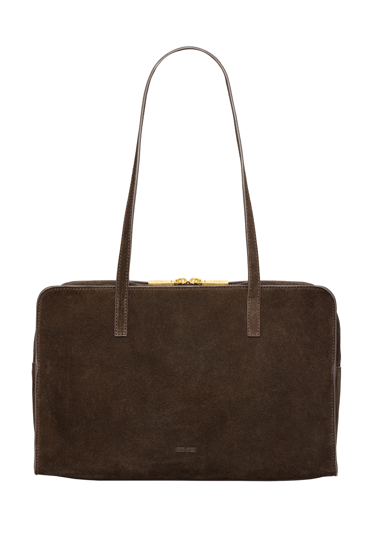 Brown suede women's shoulder bag TORES-1423-1I(Z26), front product view on white background.