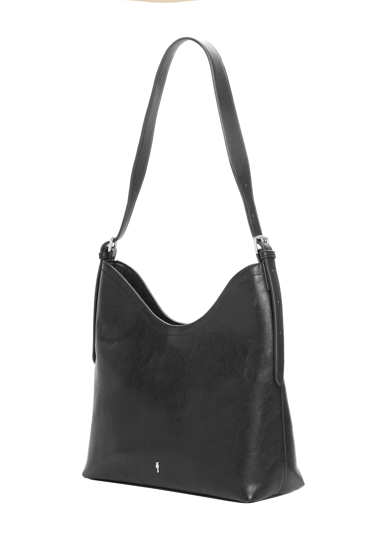 Black women's handbag with a jewelry accent TOREC-1325-99(Z26), diagonal product view on a light background.