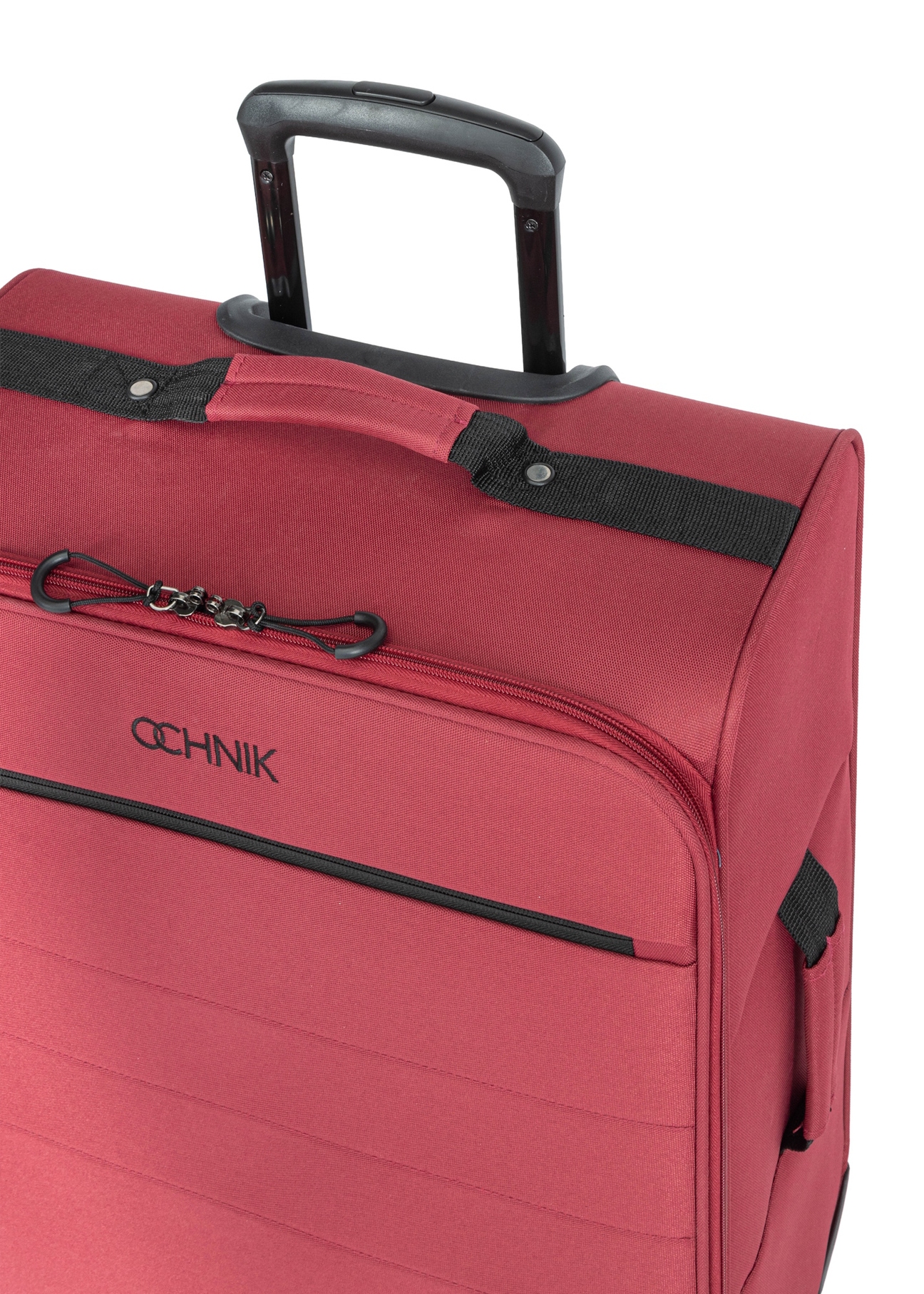 Set of suitcases on wheels 19"/24"/28" WALNY-0045-4B(W26), view of the product handle on a white background.