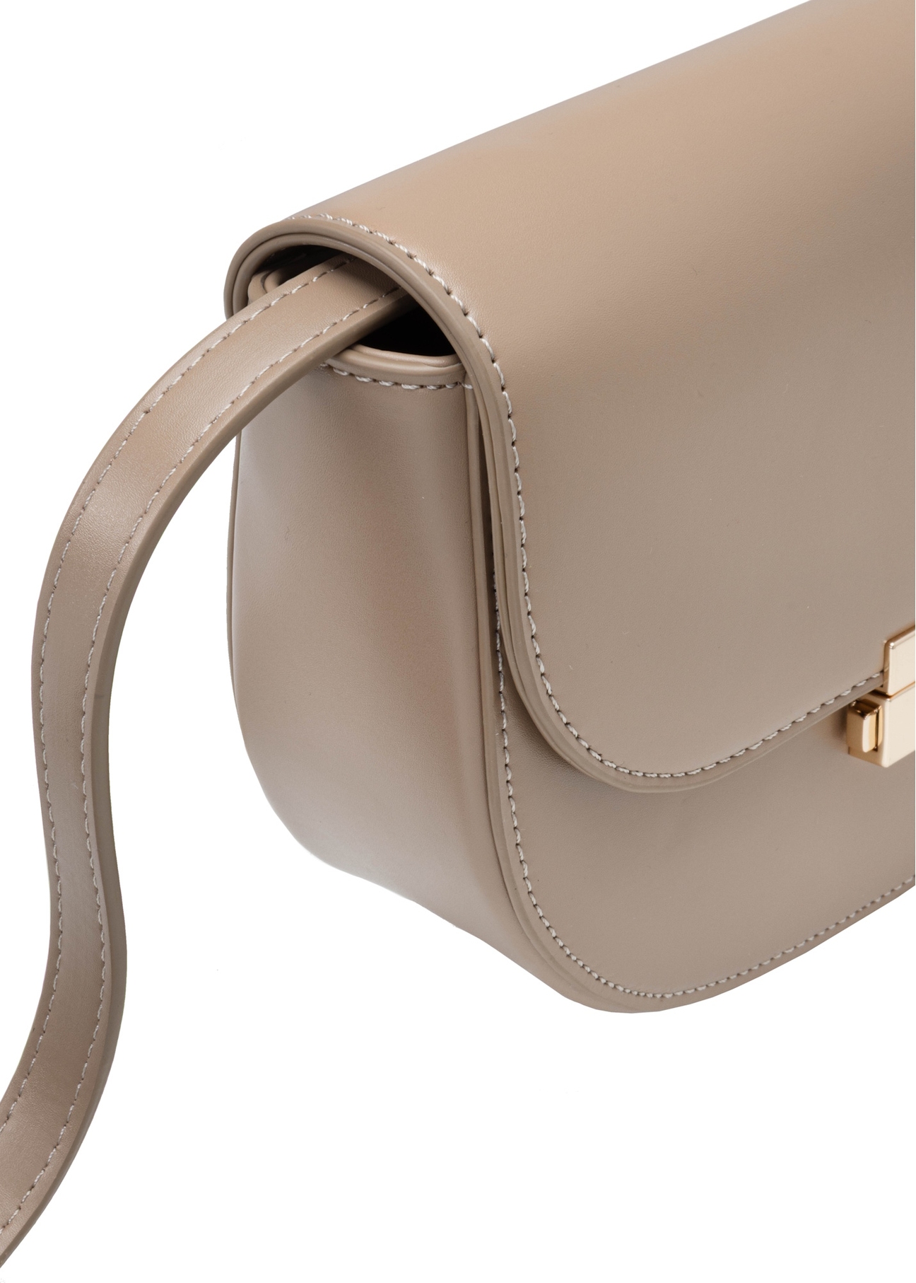 Camel semi-circular women's messenger bag TOREC-1127-1D(W26), close-up of the product detail on a white background.