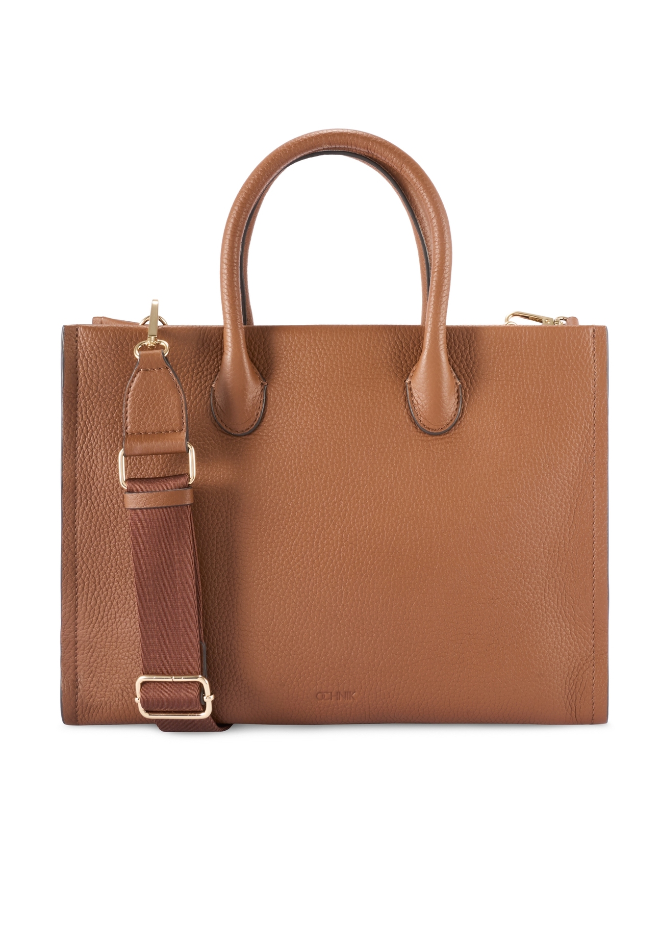 Women's leather handbag in camel color TORES-1206-1D(W26), front product view on white background.