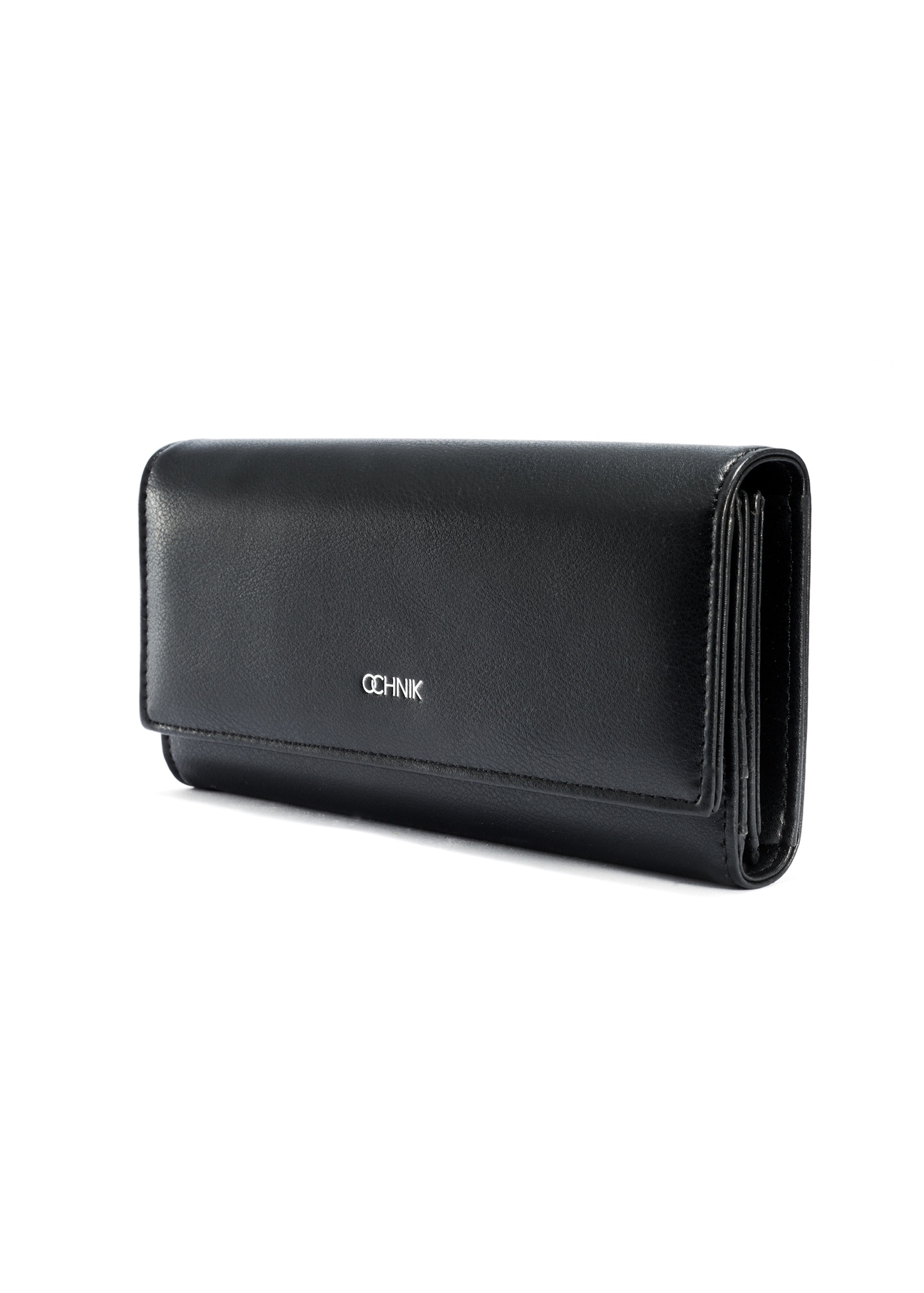 Large black women's wallet POREC-0411-99(W25), diagonal product view on white background.
