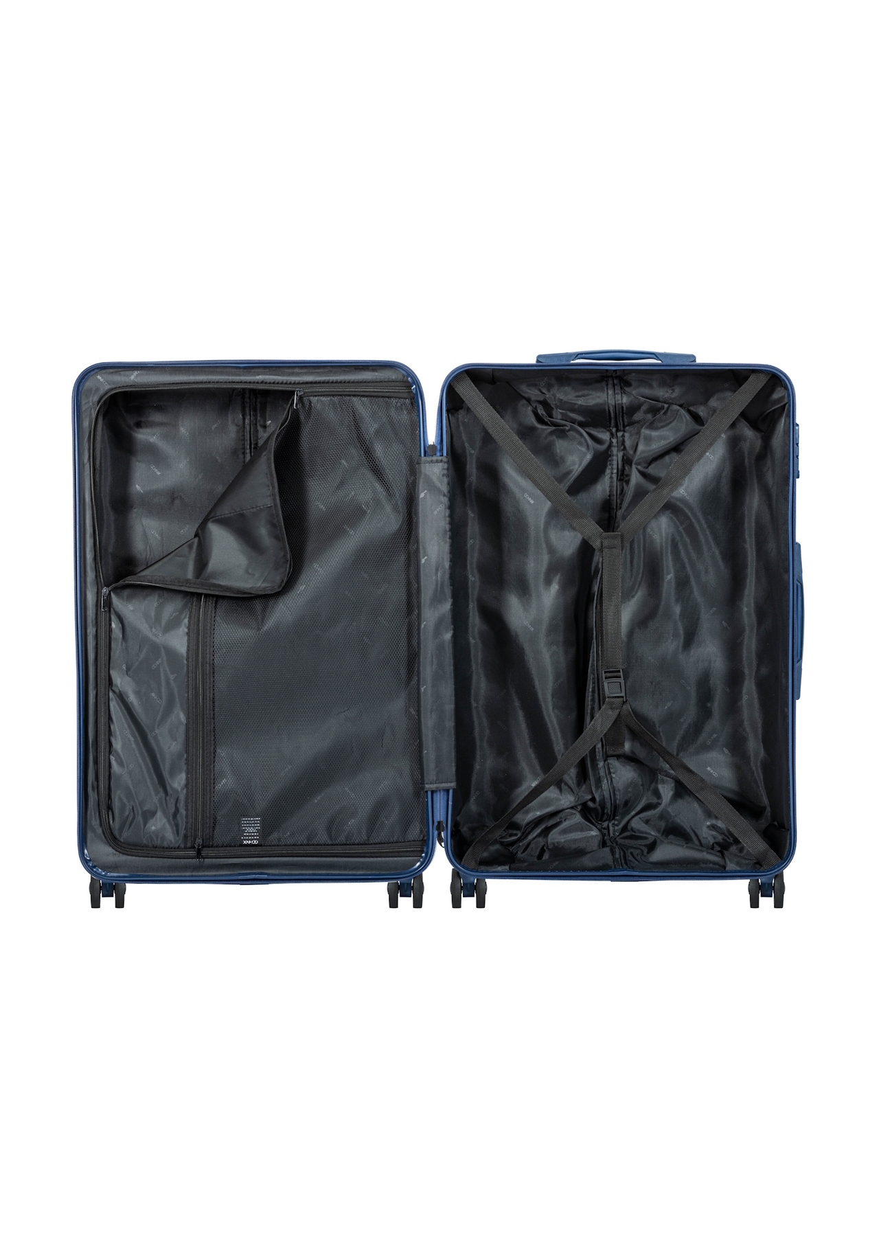 Large suitcase on wheels WALPC-0015-7D-28(W26), product view inside on white background.