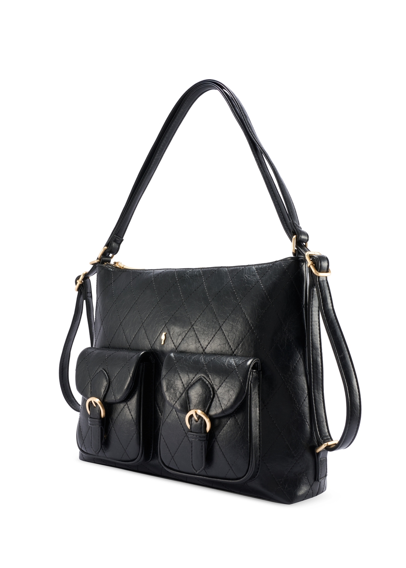 Black leather women's belt PASDS-0342-99(W26) - diagonal product view, on a white background.