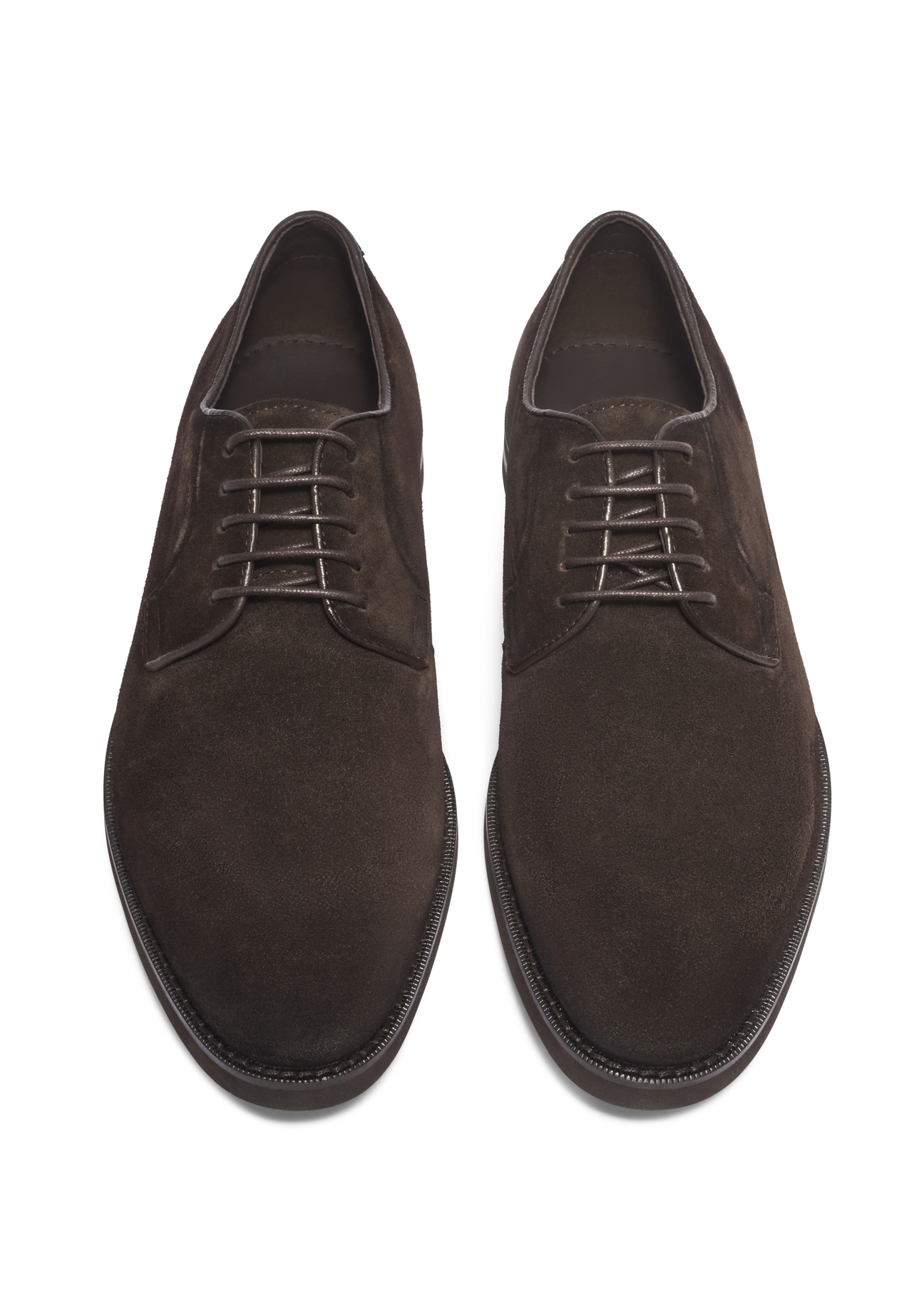 Men's dark brown suede shoes BUTYM-0585-1I(Z26), front product view on white background.