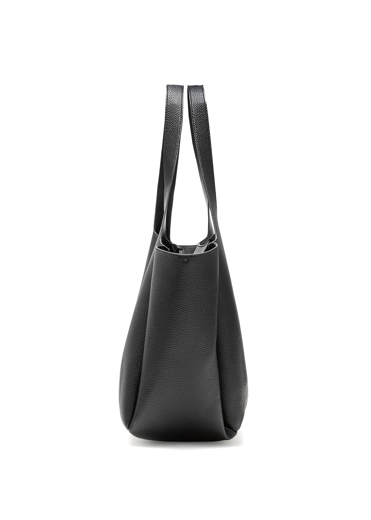Black classic women's shopper bag TOREC-1060-99(Z25), side view of the product on a white background.