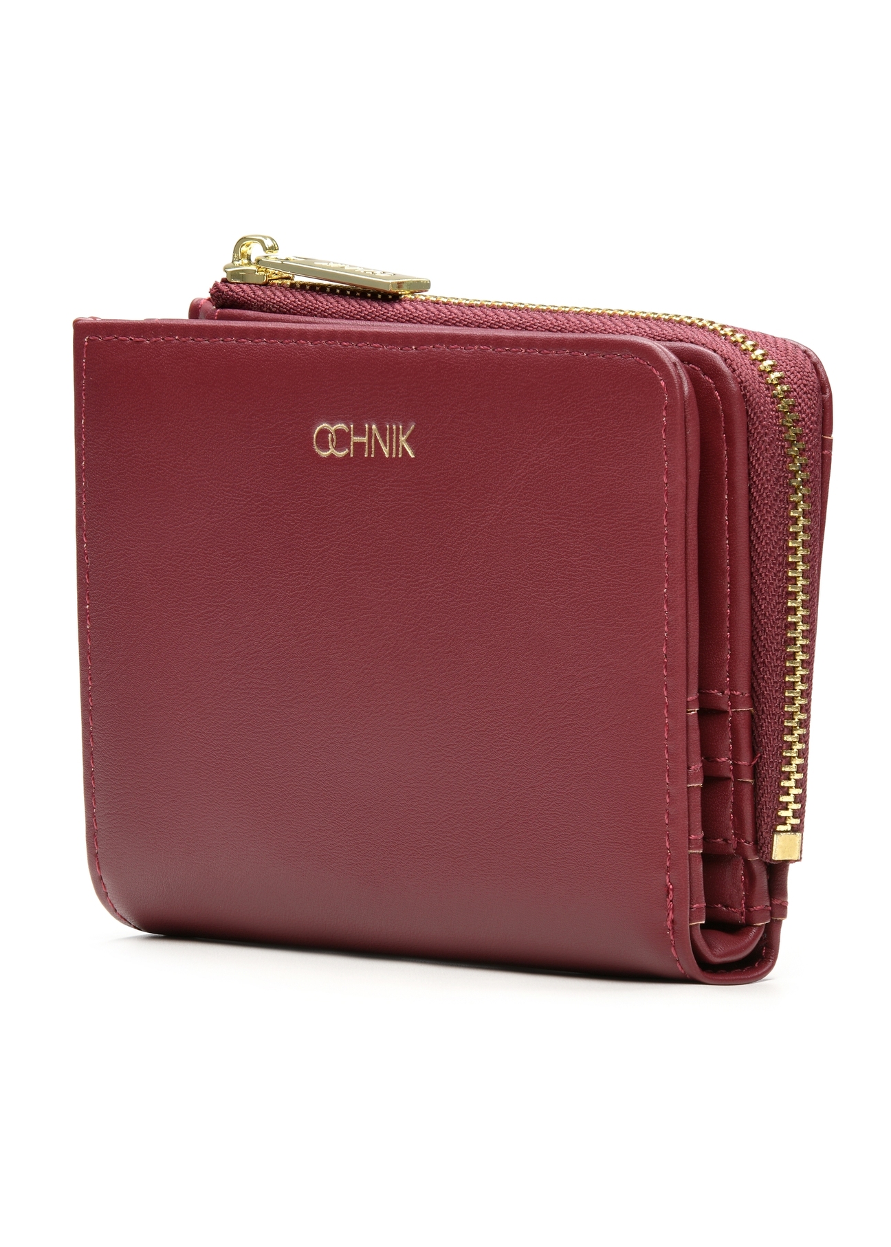 Burgundy small women's wallet POREC-0400A-49(Z25), diagonal product view on white background.