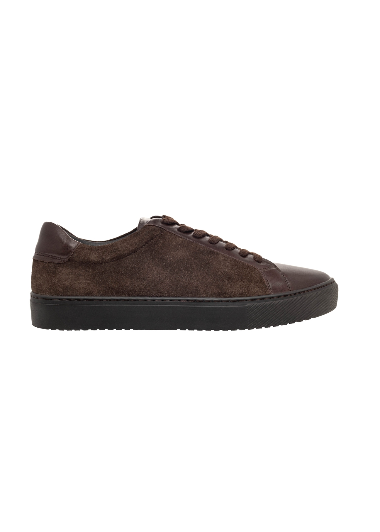 Men's dark brown leather sneakers BUTYM-0544-1I(Z26), side view of the product on a white background.