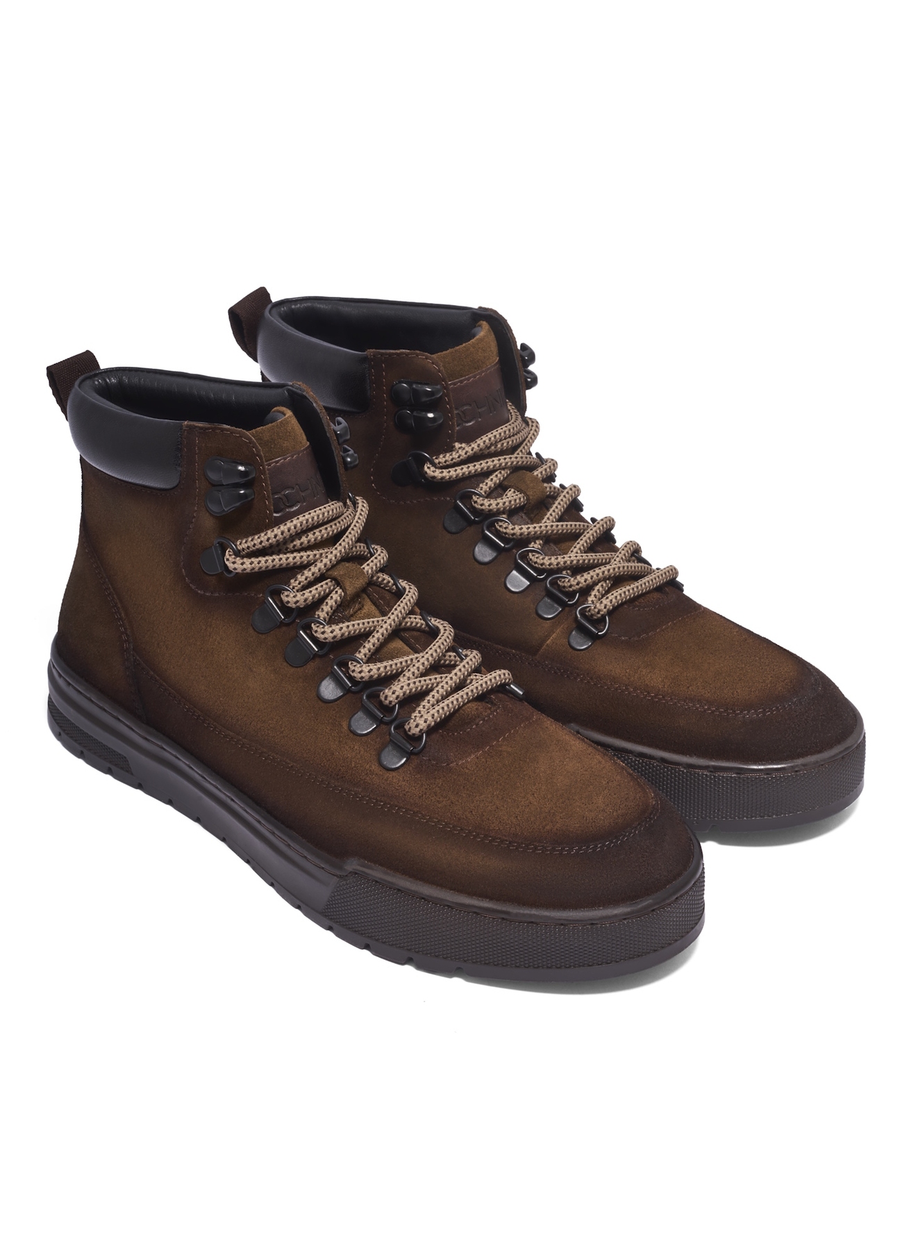 Men's suede shoes in cognac color BUTYM-0576-1H(Z26), diagonal product view on a white background.