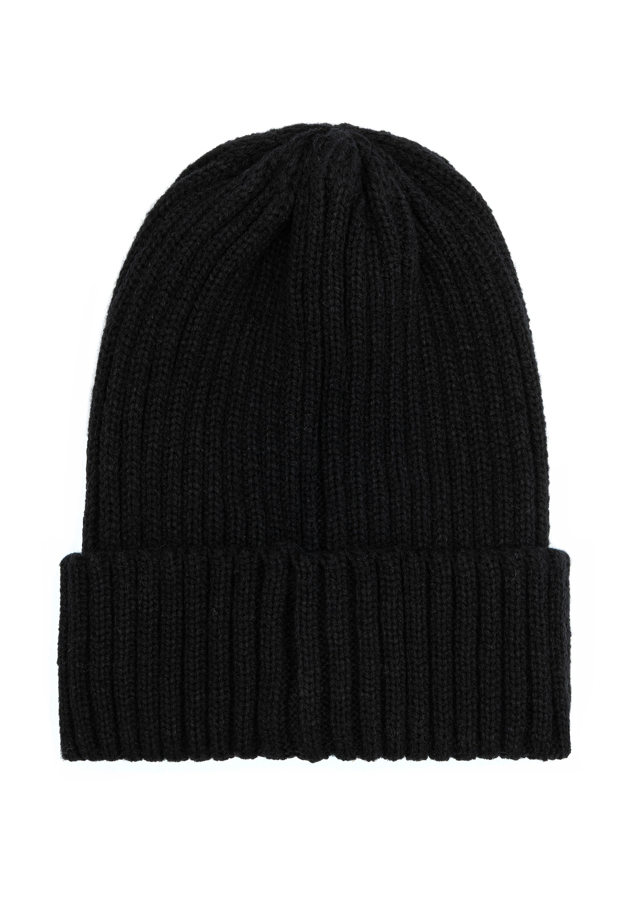 Men's winter hat in black CZADT-0088-99(Z 25), product view from the back on a white background.
