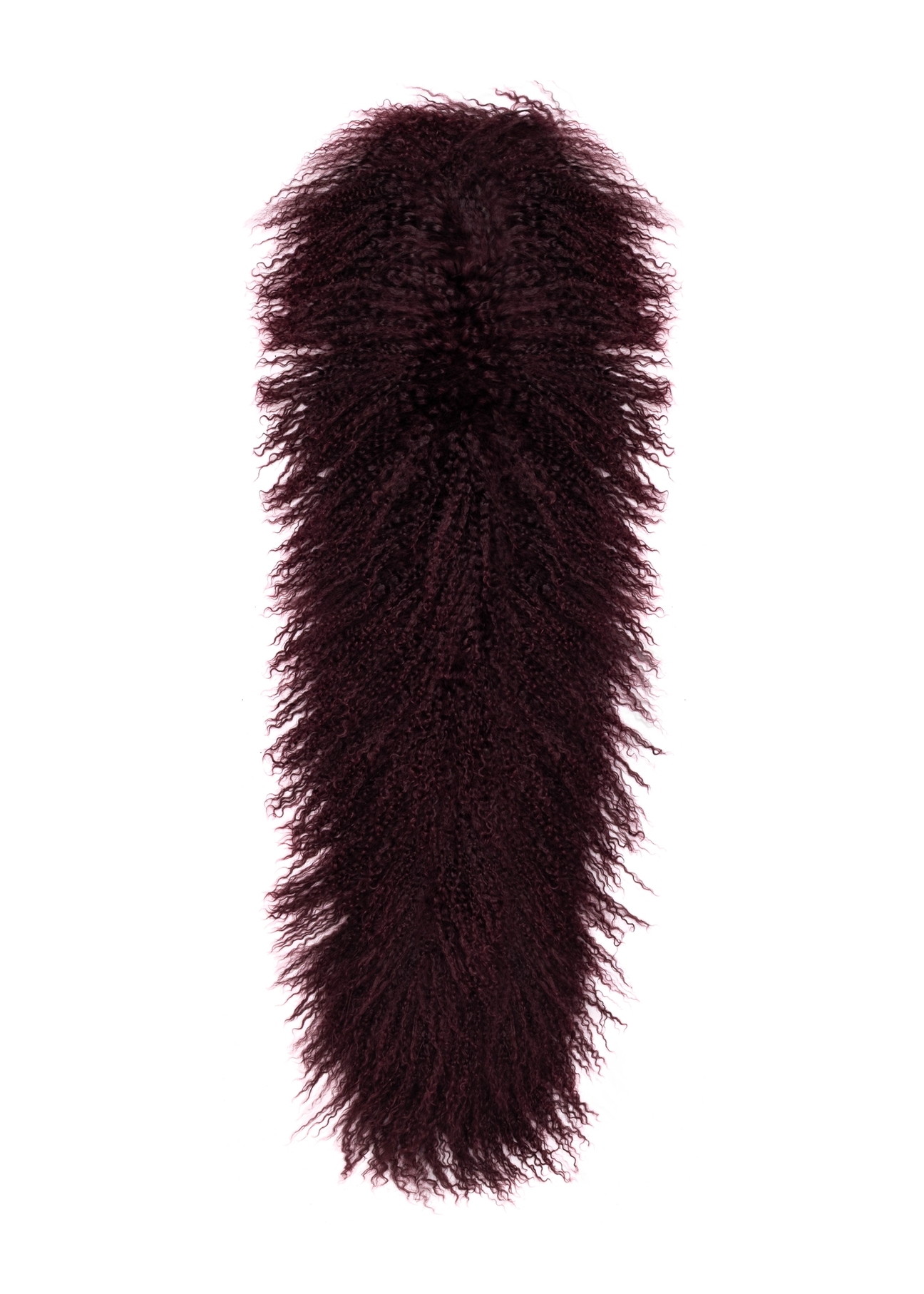 Burgundy natural fur scarf SZADF-0034-4D(Z26), front product view on white background.