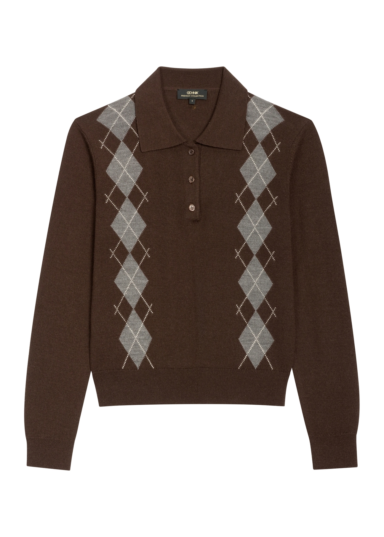 Brown women's wool sweater SWEDT-0275-1I(Z26), front product view on white background.