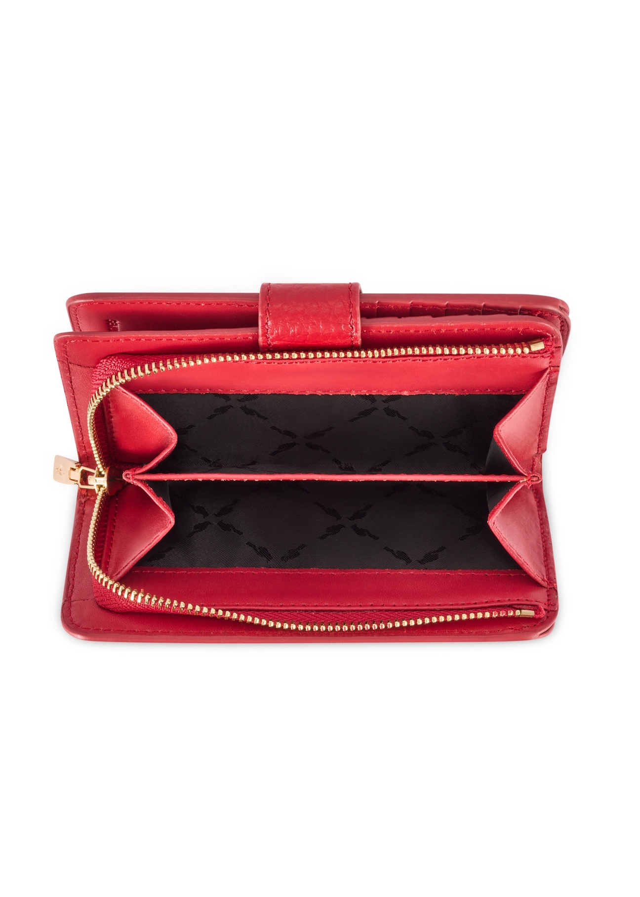 Medium red leather women's wallet PORES-0896G-42(Z25), product view inside on white background.