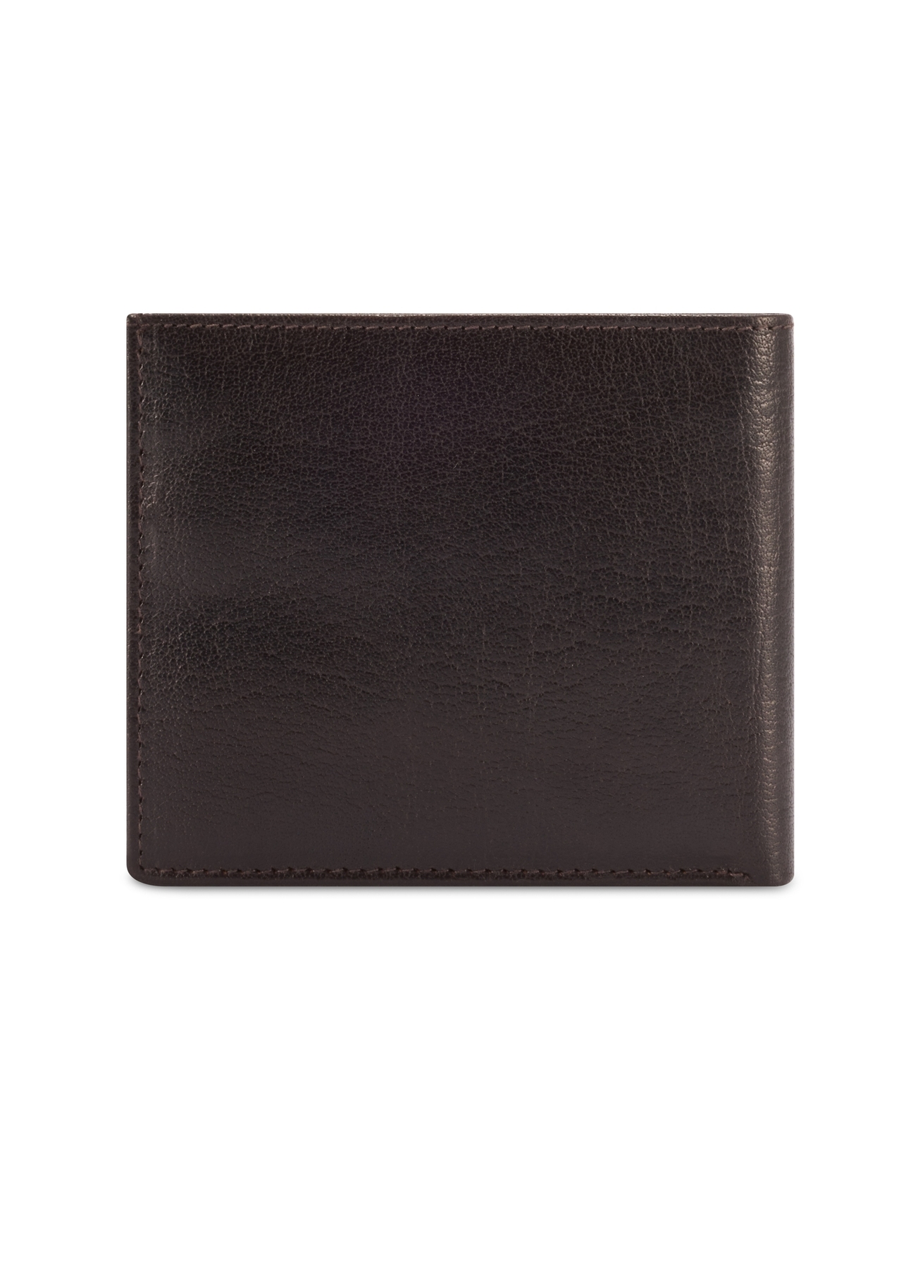 Chocolate-colored men's leather wallet PORMS-0674-90(Z25), product view from the back on a white background.