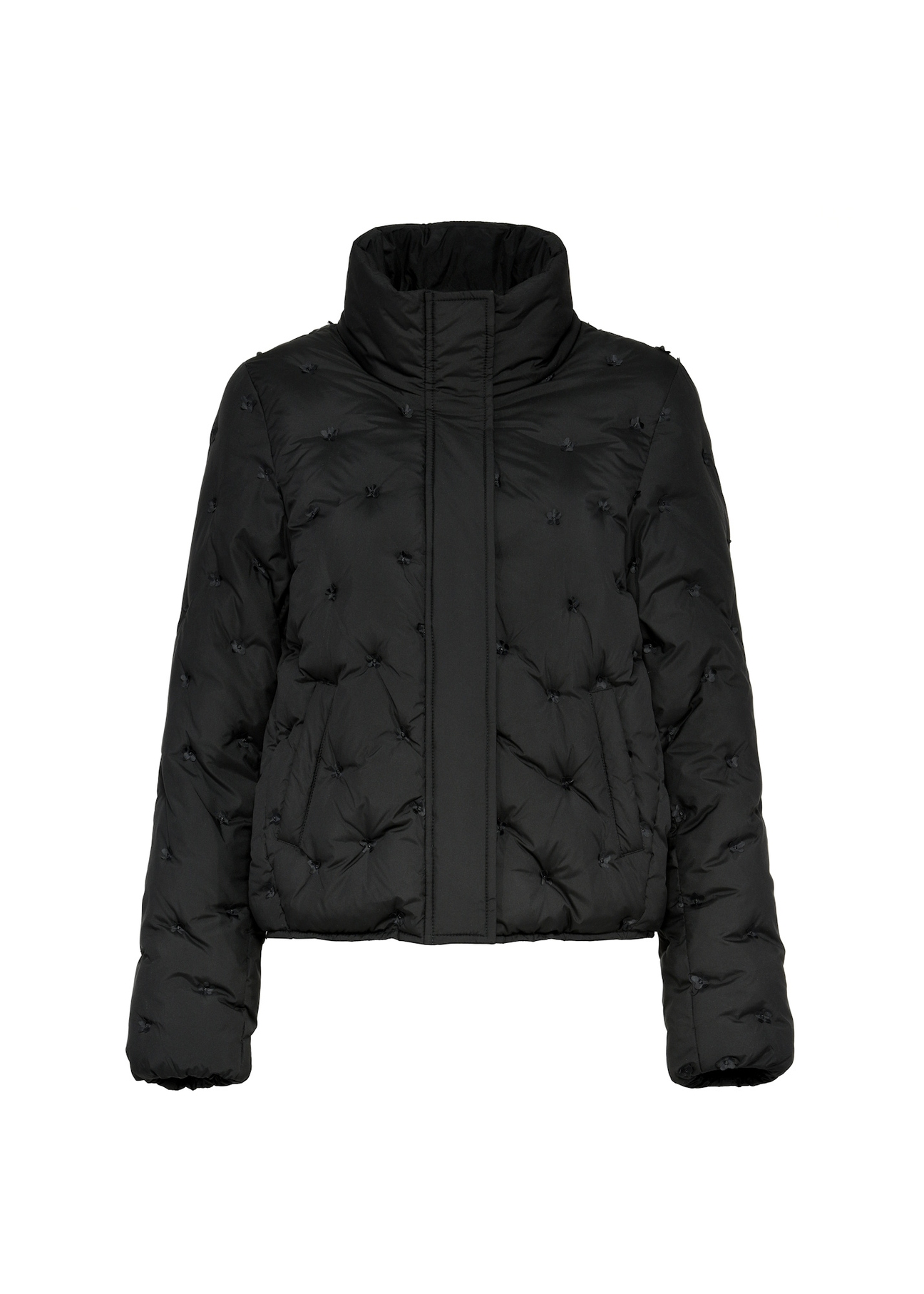Black women's winter jacket KURDT-0614-99(Z25), front product view on white background.