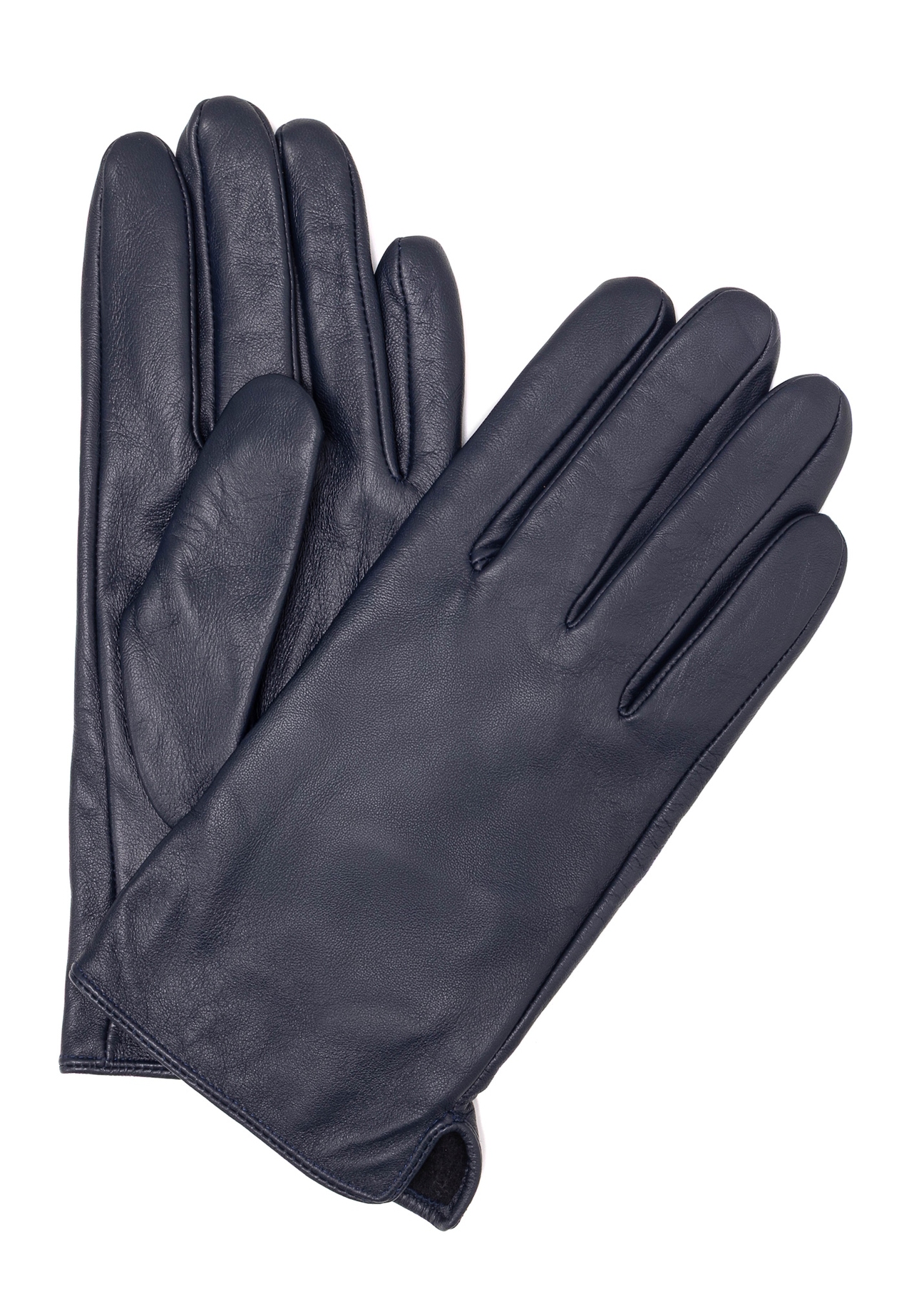 Men's navy blue leather gloves REKMS-0009A-69(Z25), front product view on white background.