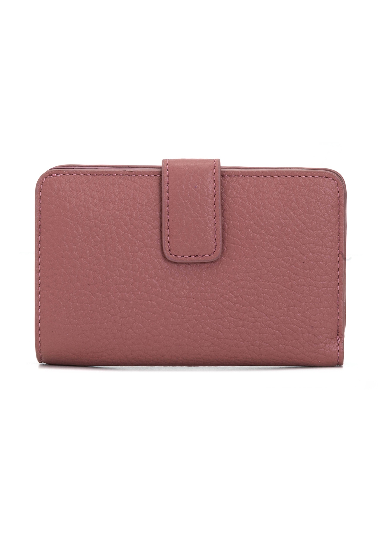 Medium leather pink women's wallet PORES-0896G-31(Z25), back view of the product on a white background.