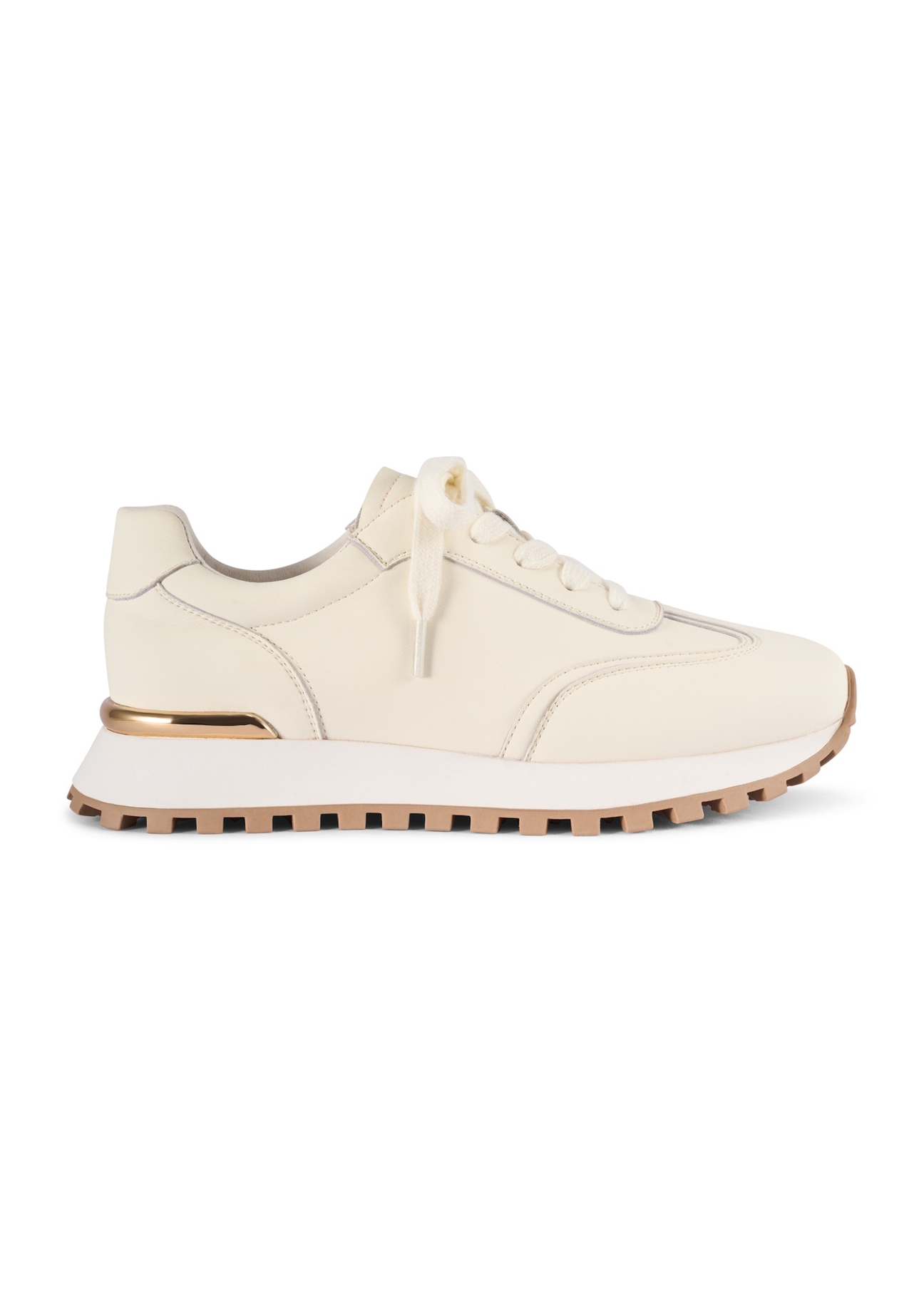 Women's cream leather sneakers BUTYD-1270-0B(W26), side view of the product on a white background.