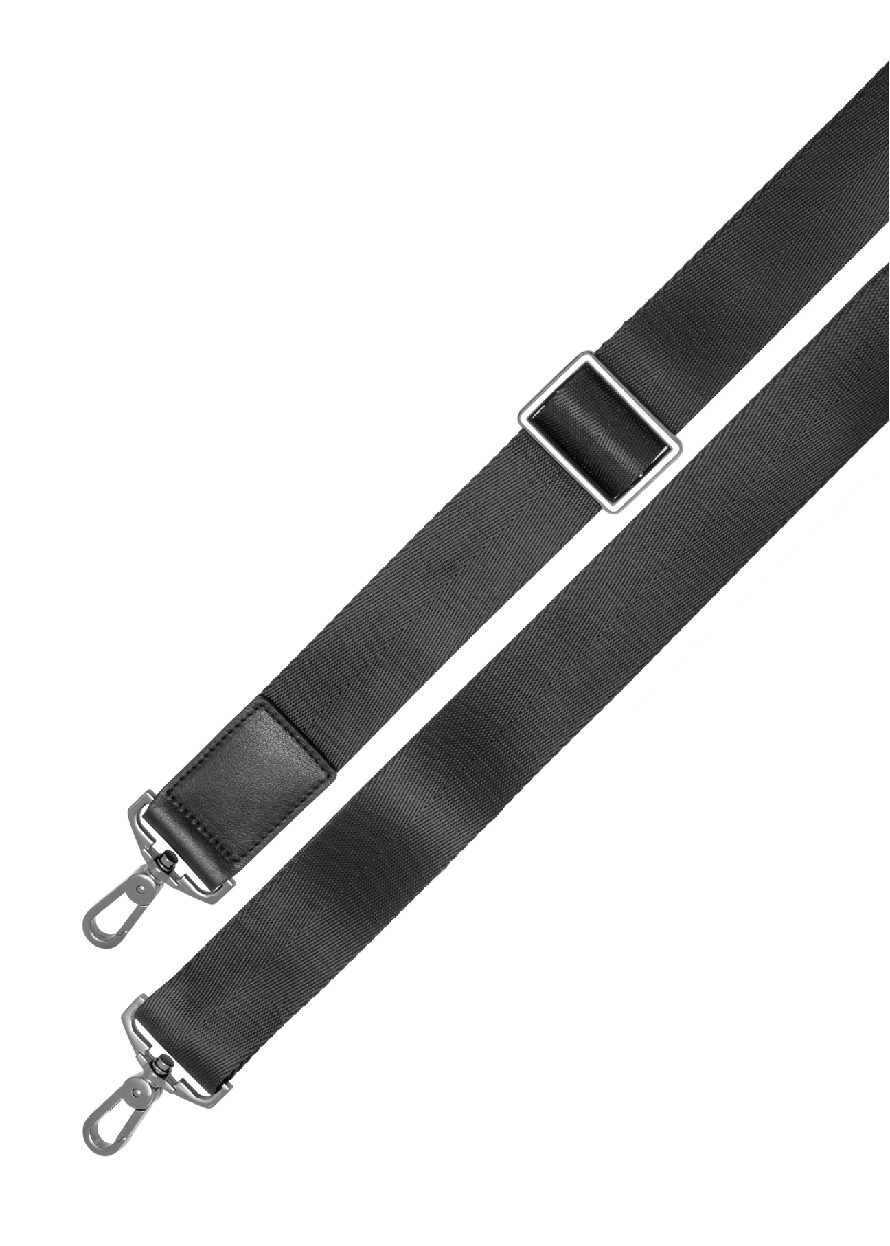 Black leather men's briefcase TORMS-0508-99(W26), view of the product strap on a white background.