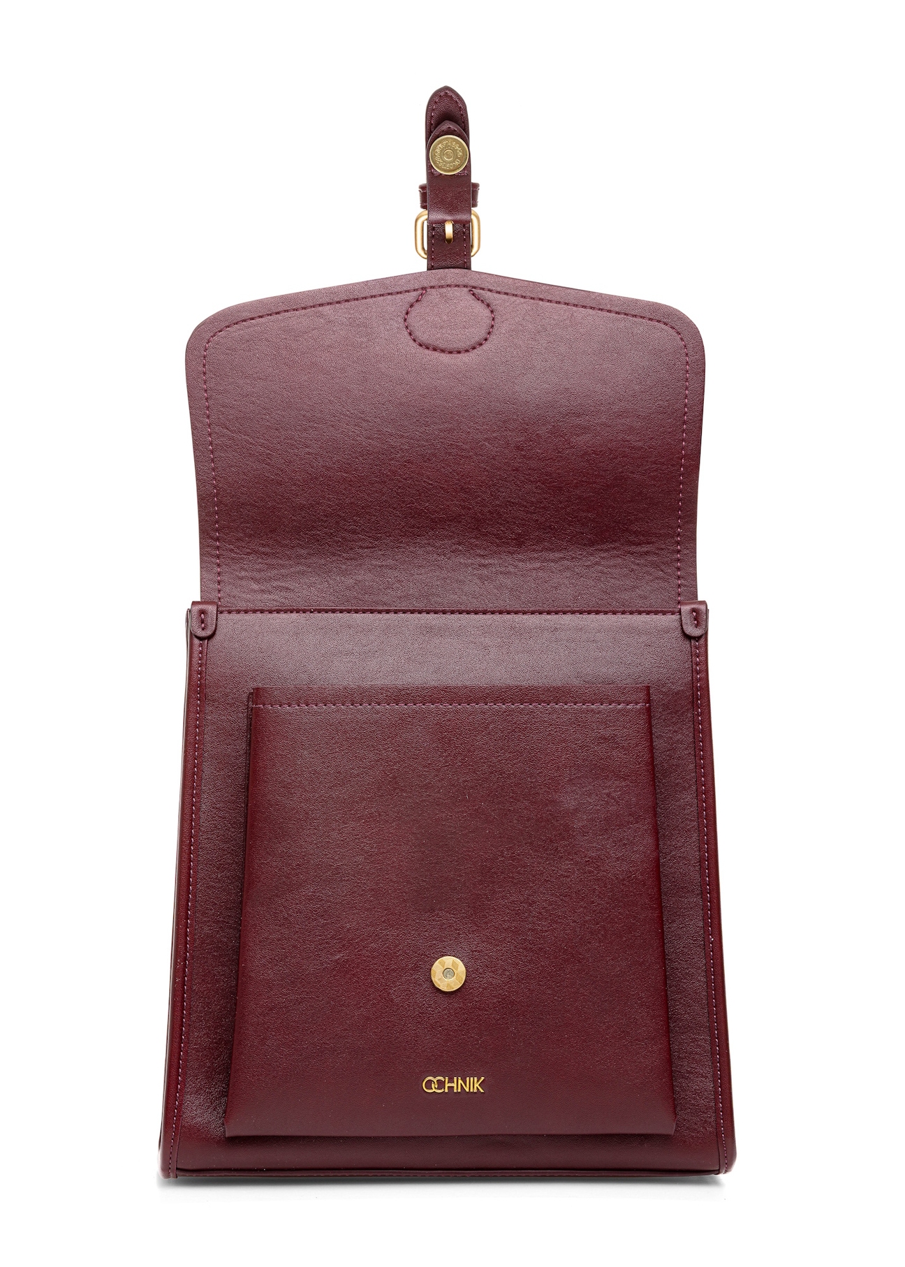 Burgundy medium elegant women's backpack TOREC-0985A-49(Z25), front product view on white background.
