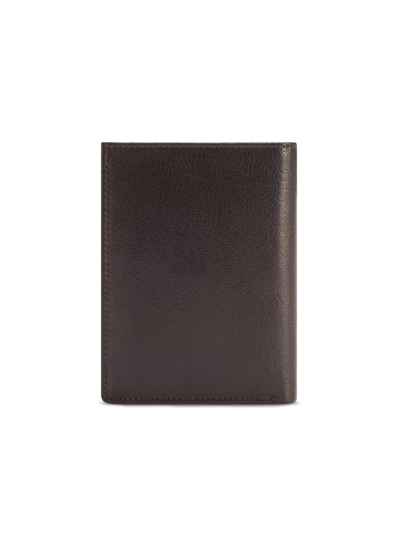 Chocolate-colored leather men's wallet PORMS-0673-90(Z25), product view from the back on a white background.