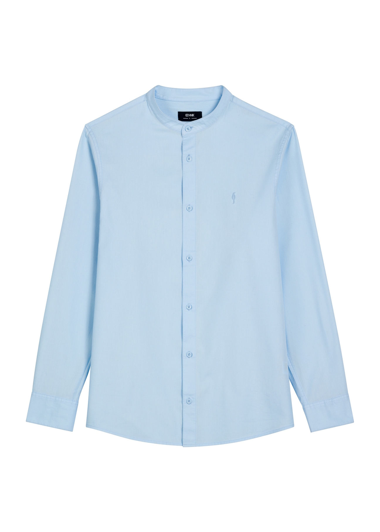 Light blue cotton men's shirt KOSMT-0326-7A(W26), front product view on white background.