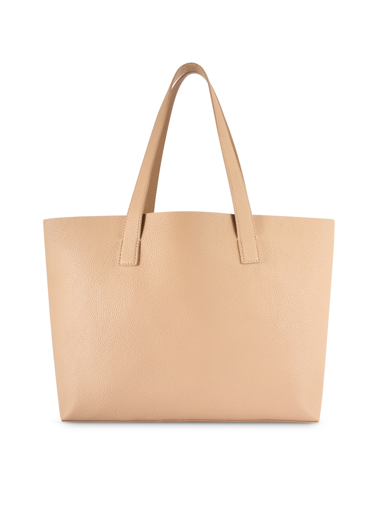 Beige women's shopper handbag TOREC-1208-1A(W26), product view from the back on a white background.