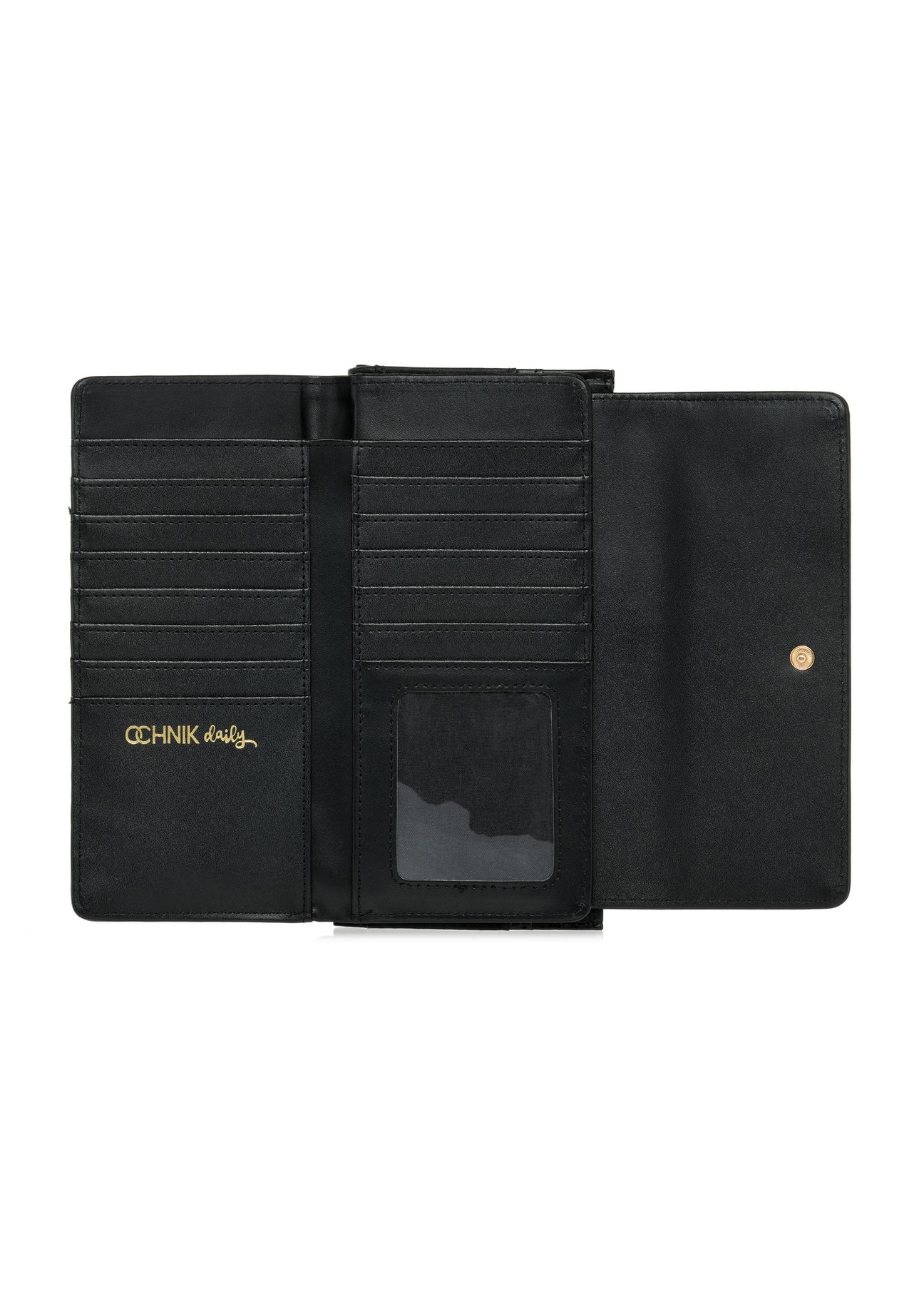 Large black women's wallet with logo POREC-0369-99(W24)-04